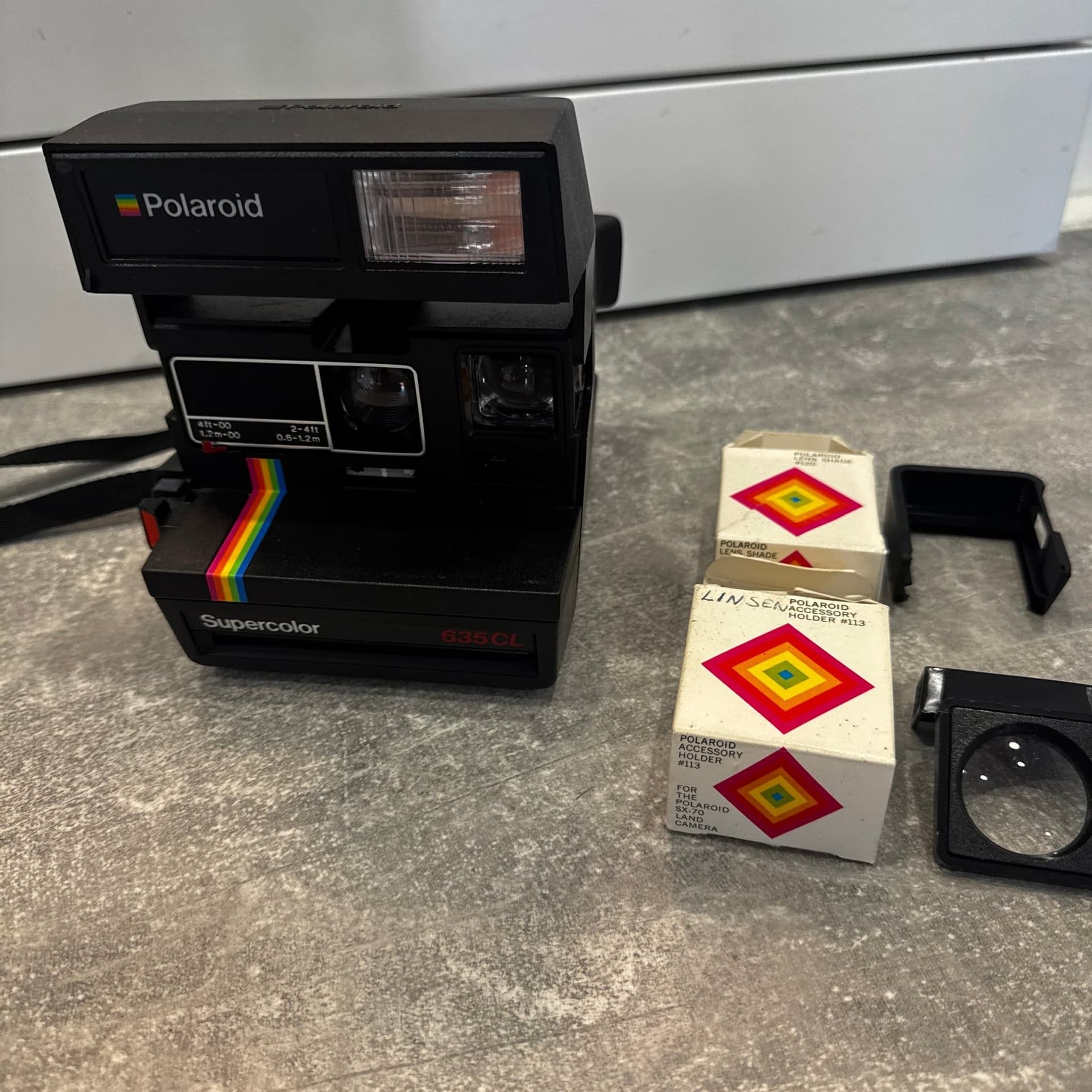 Polaroid Supercolor 635 CL Sofortbildkamera + tillbehör | Vintage Retro | Fint s
