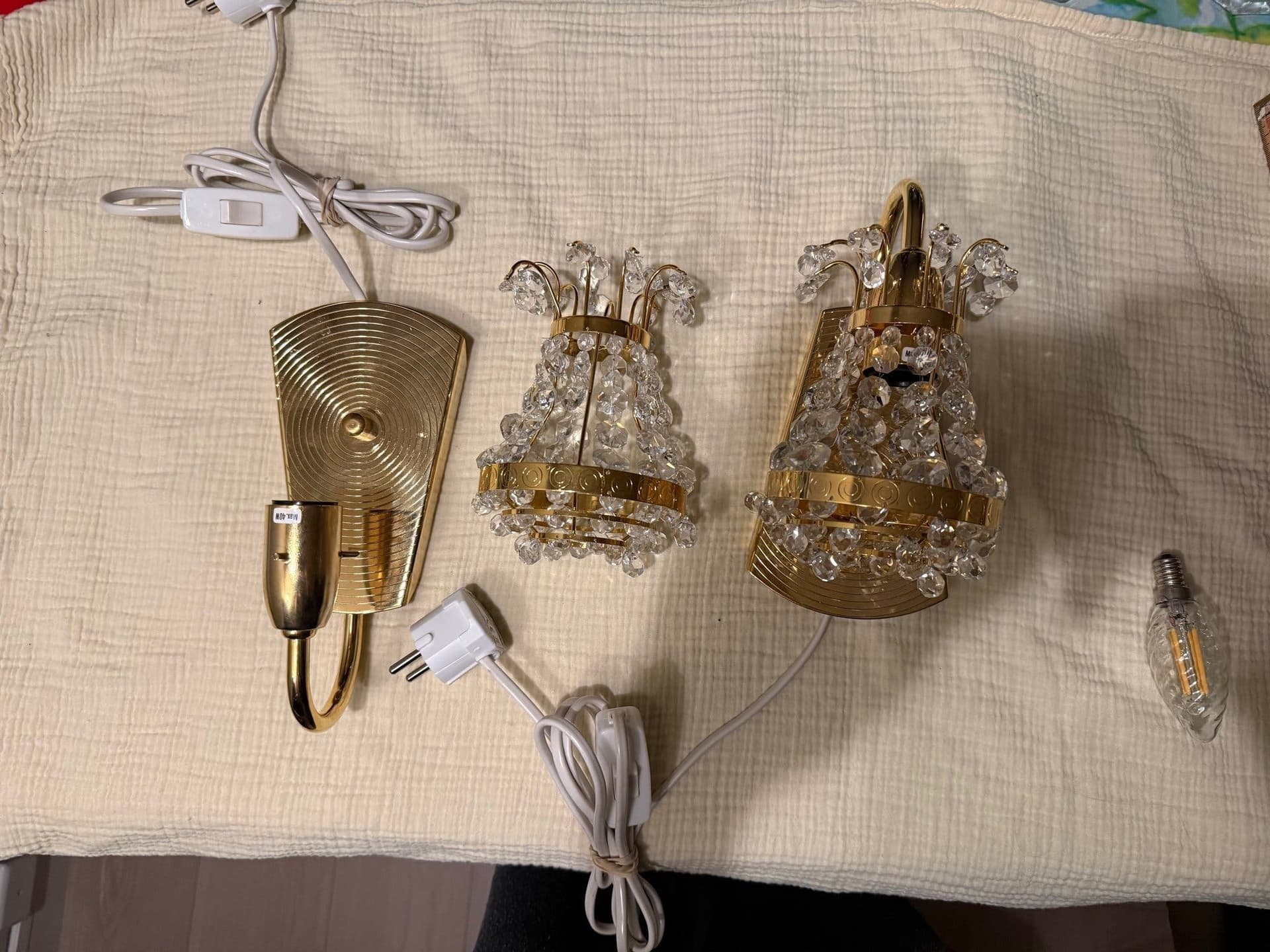 2st Vägglampor - Vintage - Mässing - Glas prismer