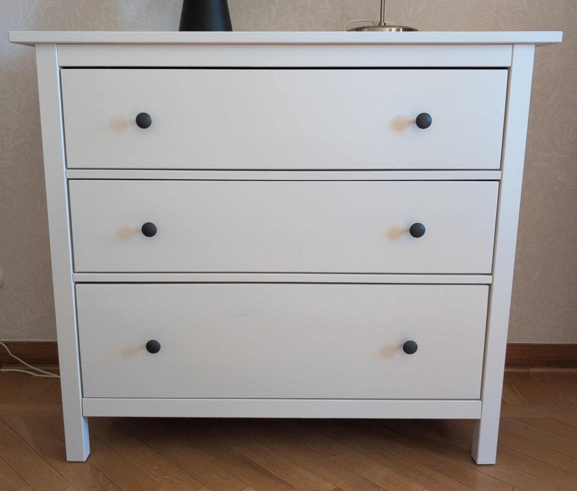 HEMNES Byrå med 3 lådor, vitbets, 108x96 cm