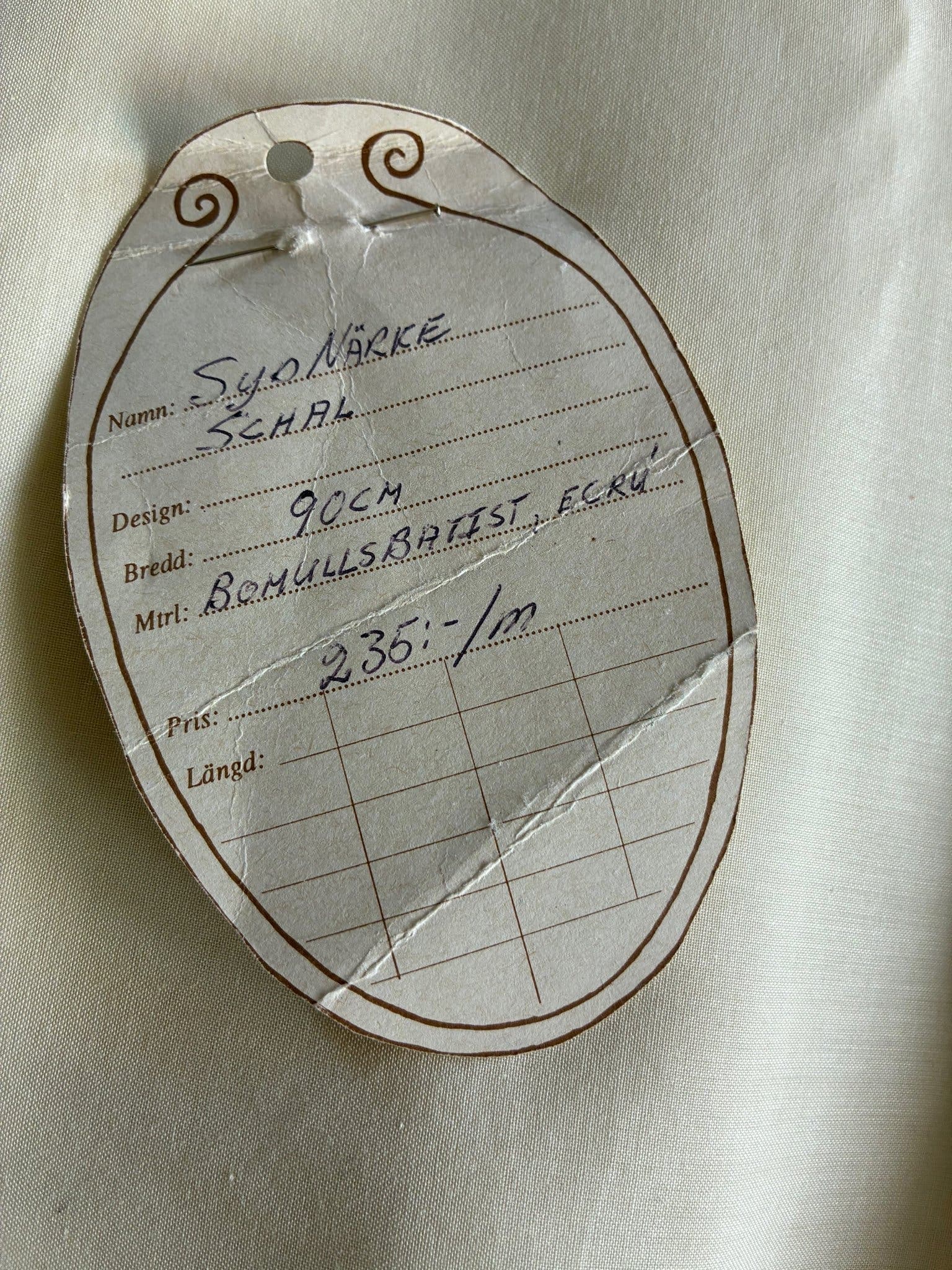 SYONÄRKE ecru sjaltyg. 6,7m.