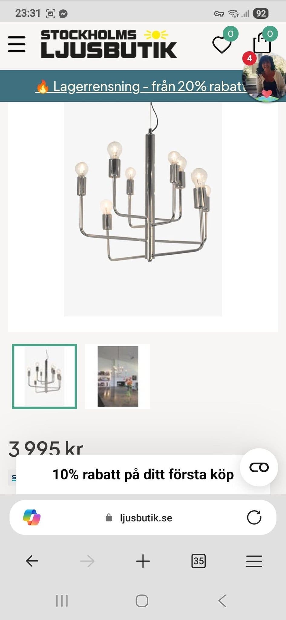 Random taklampa Kromfärgad med 8 ljuskällor by rydens (utgått)