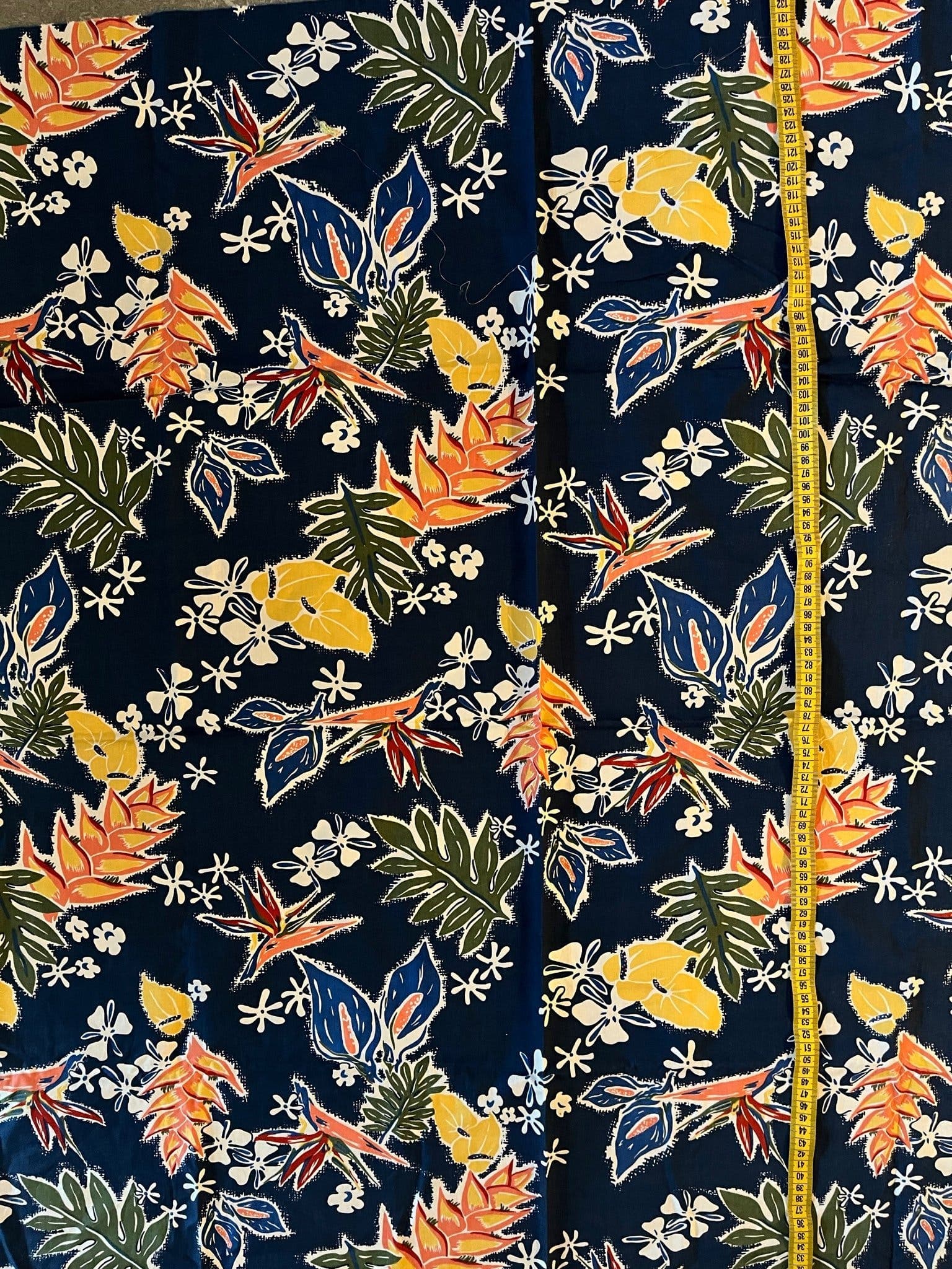 Tyg, hawaii, retro, blå, blommig