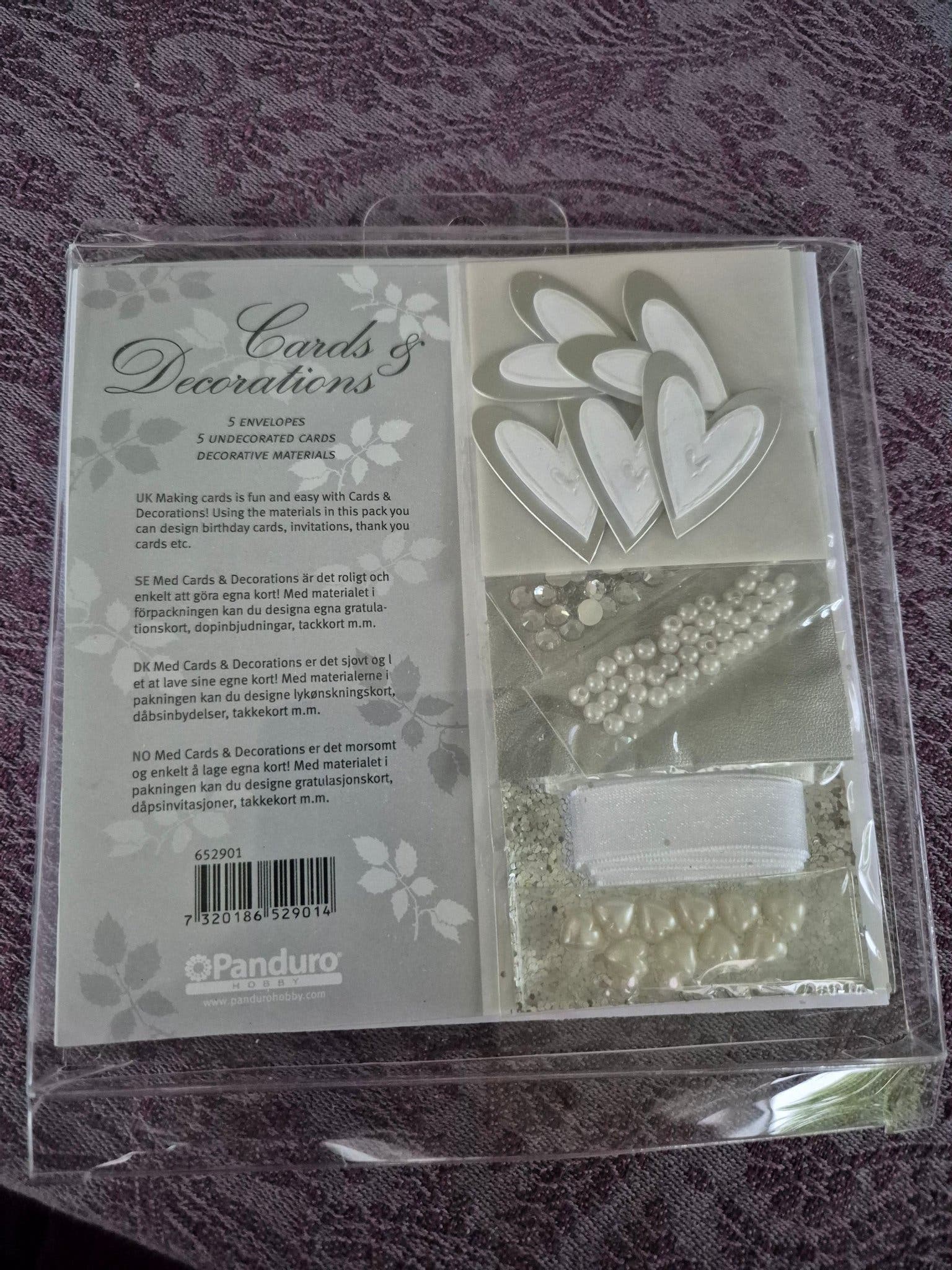 Set - gör dina egna kort inkl kuvert pärlor, stjärnor och glitter 5 st Oöppnat!