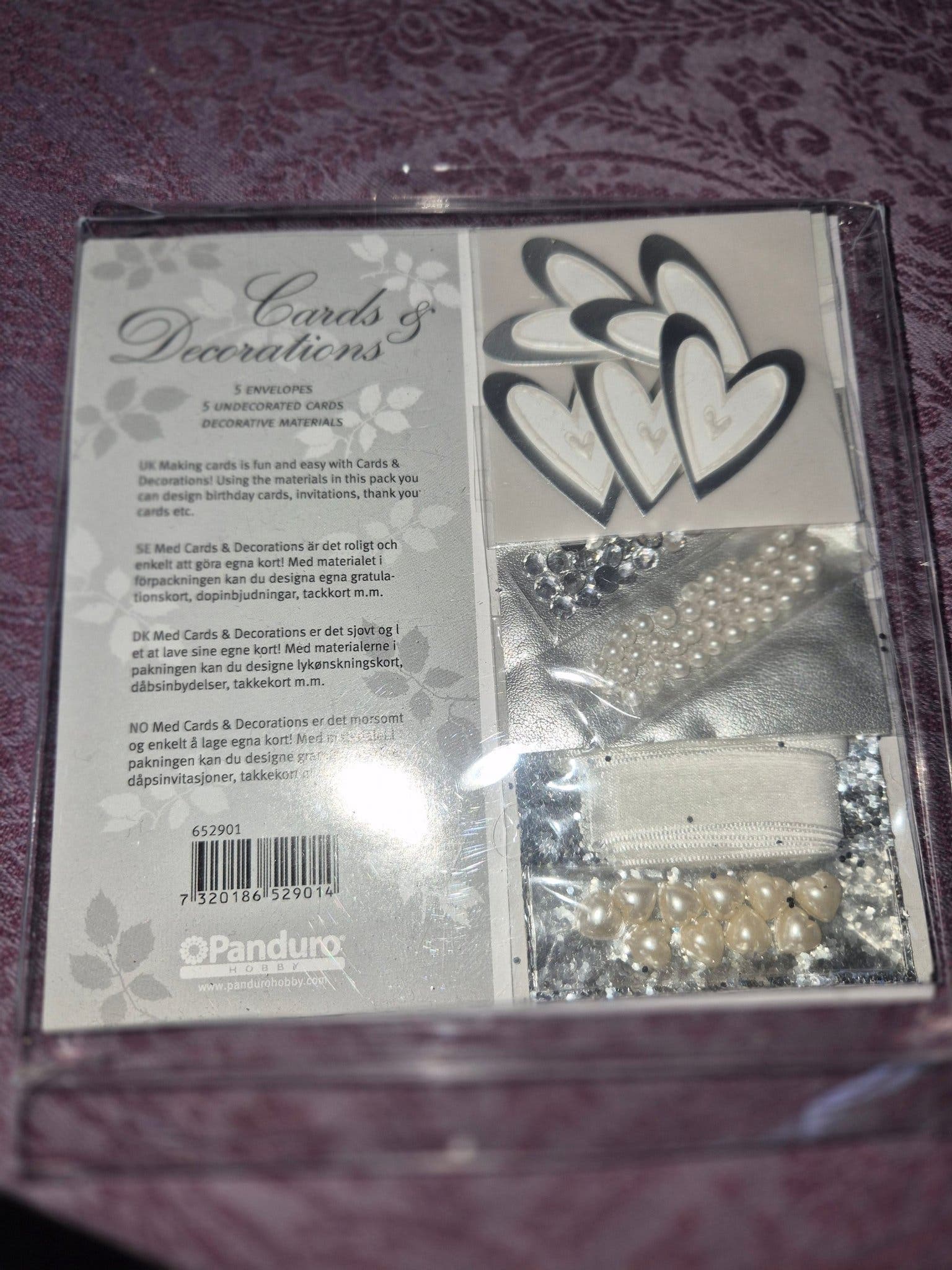 Set - gör dina egna kort inkl kuvert pärlor, stjärnor och glitter 5 st Oöppnat!
