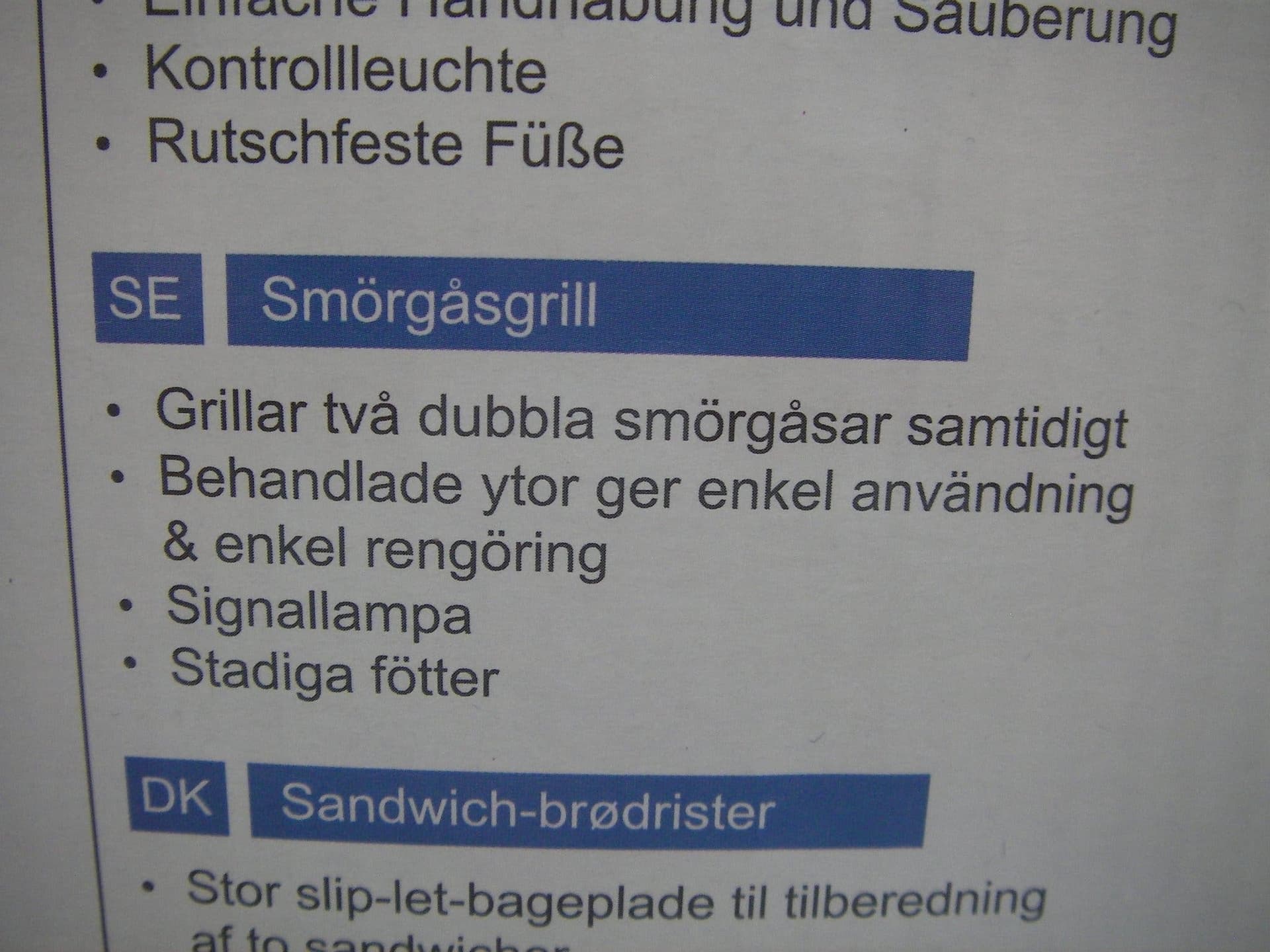 NY SMÖRGÅSGRILL EMERIO I OBRUTEN FÖRPACKNING