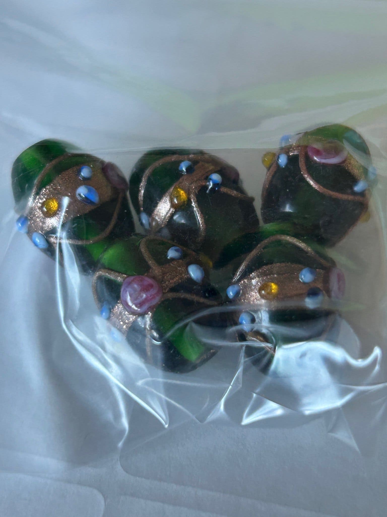 12 påsar glaspärlor smyckesdelar lampwork millefiori rocaille *grön*