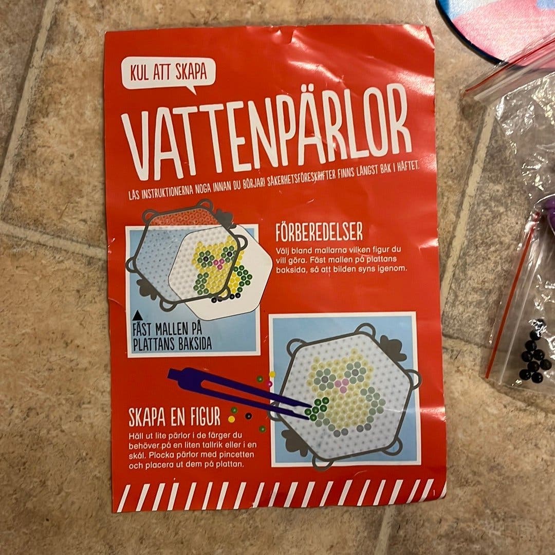 Vattenpärlor pärlor pärlplattor Beados Bindeez pyssel mallar instruktion mallar