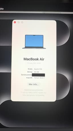 MacBook Air 13 tum, M4, 16 GB