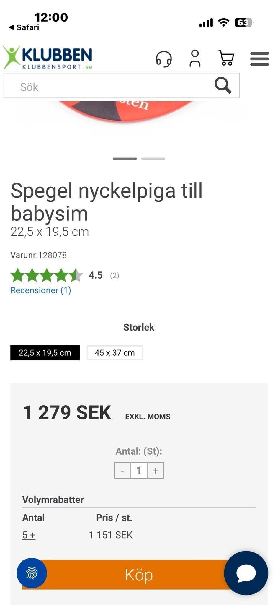 Babysim Malmsten simspegel