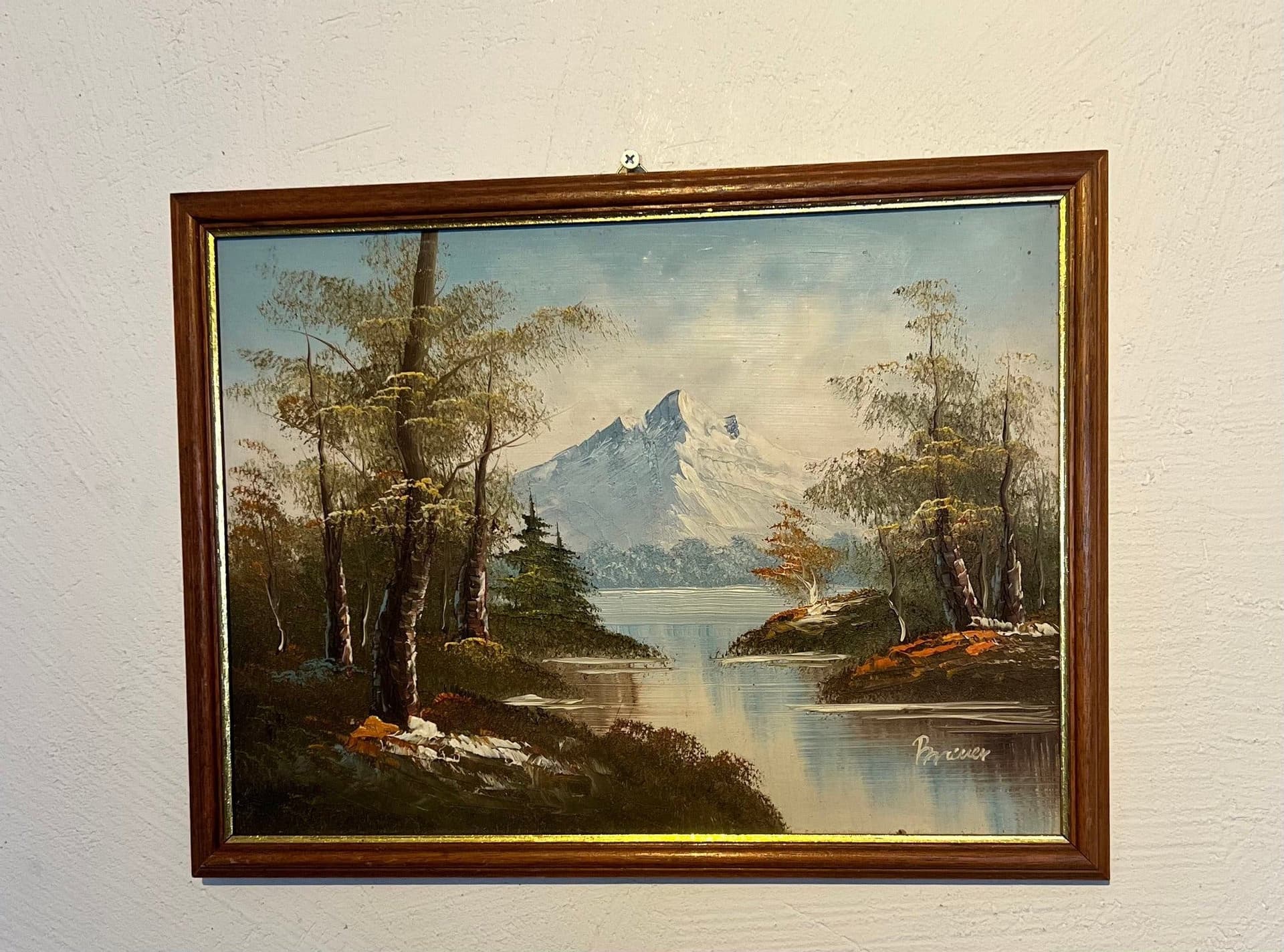 Tavla med berg och sjö