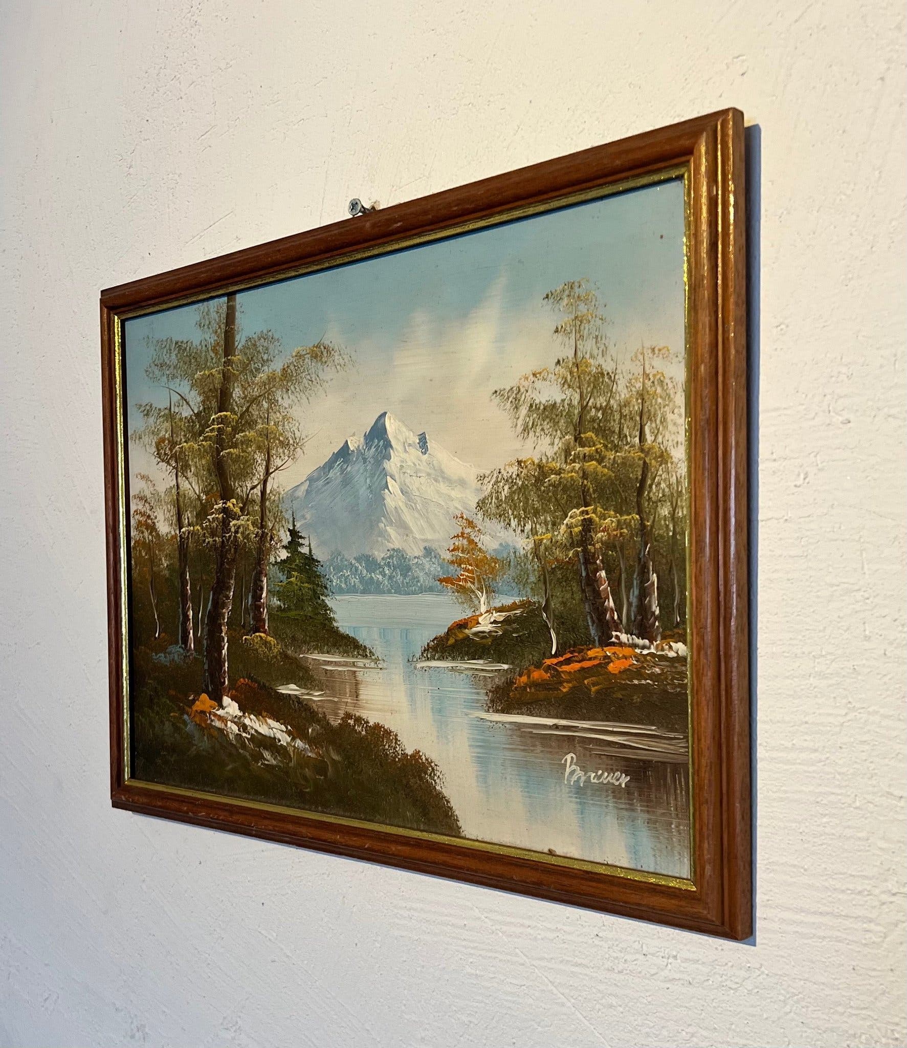 Tavla med berg och sjö