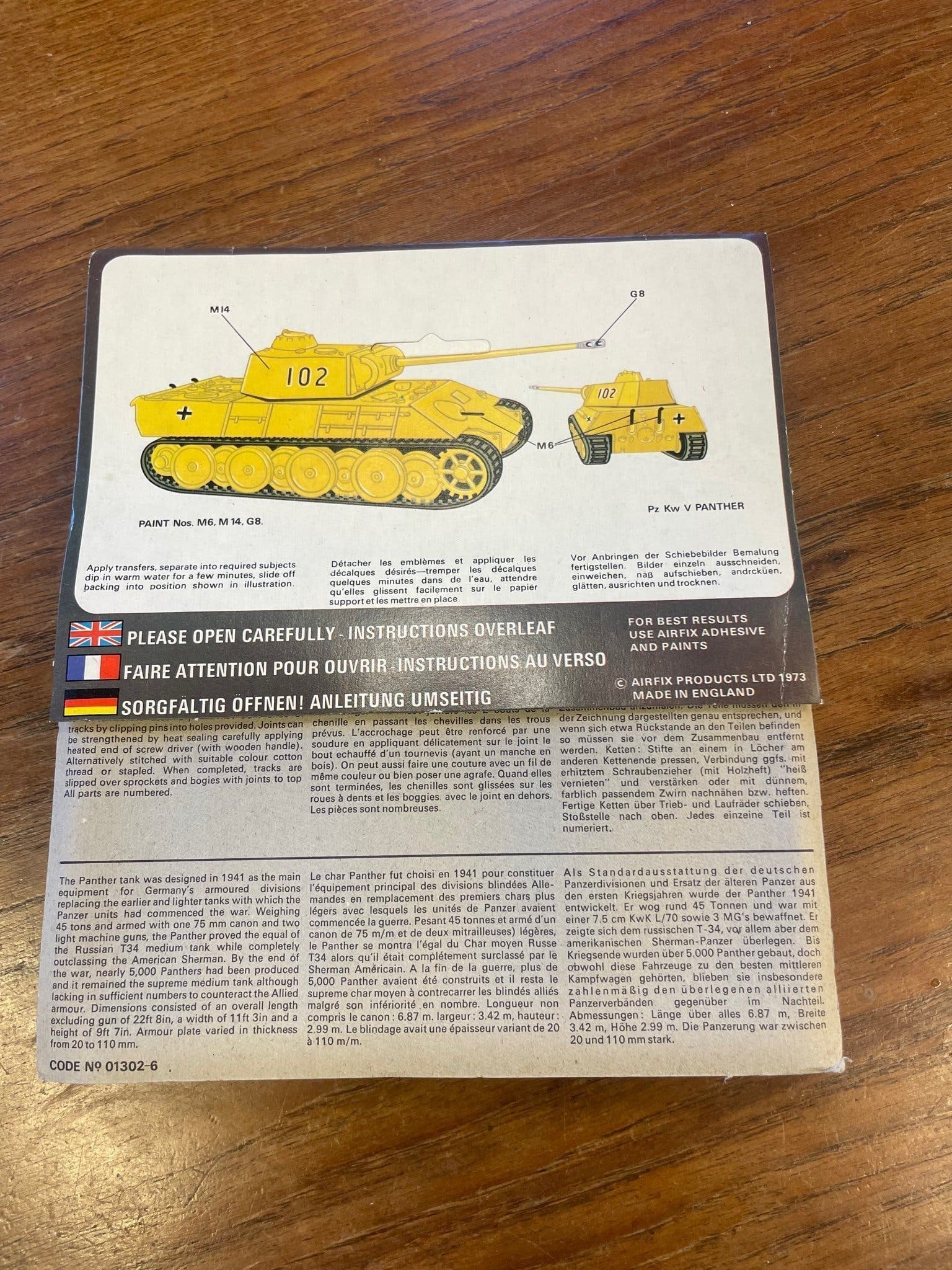 Airfix H0/00 (1/76) - German Panther Tank - blisterpack 1973