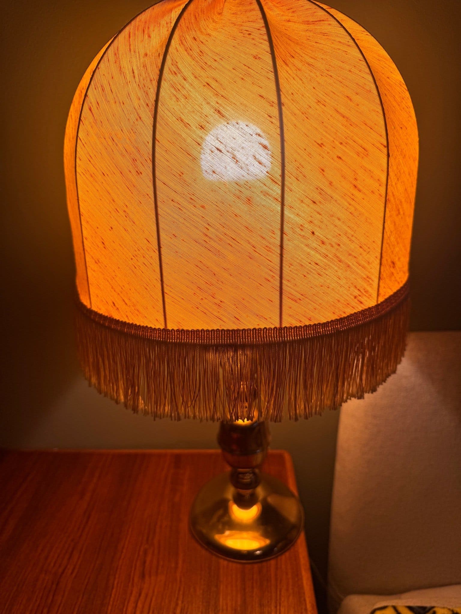 Retro lampskärm med fransar – Gul/Orange 60-70-tal