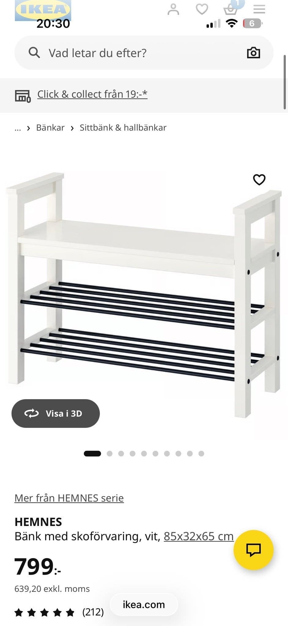 IKEA HEMNES bänk med skoförvaring
