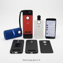 Motorola Moto Z2 Force-telefon med flera Moto Mods och tillbehör