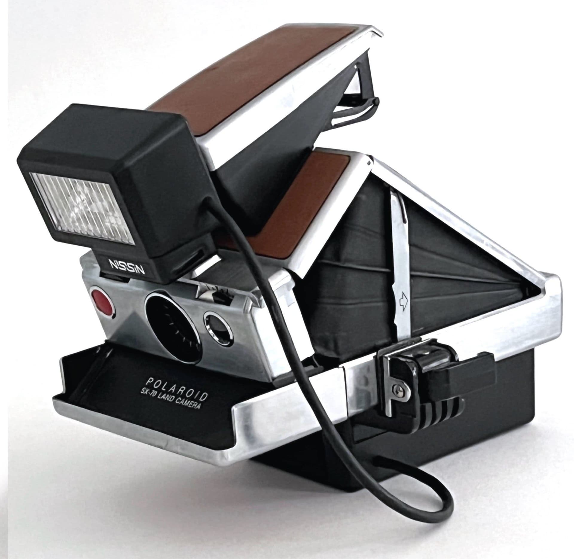 Polaroid SX-70 Land Camera med Nissin blixt