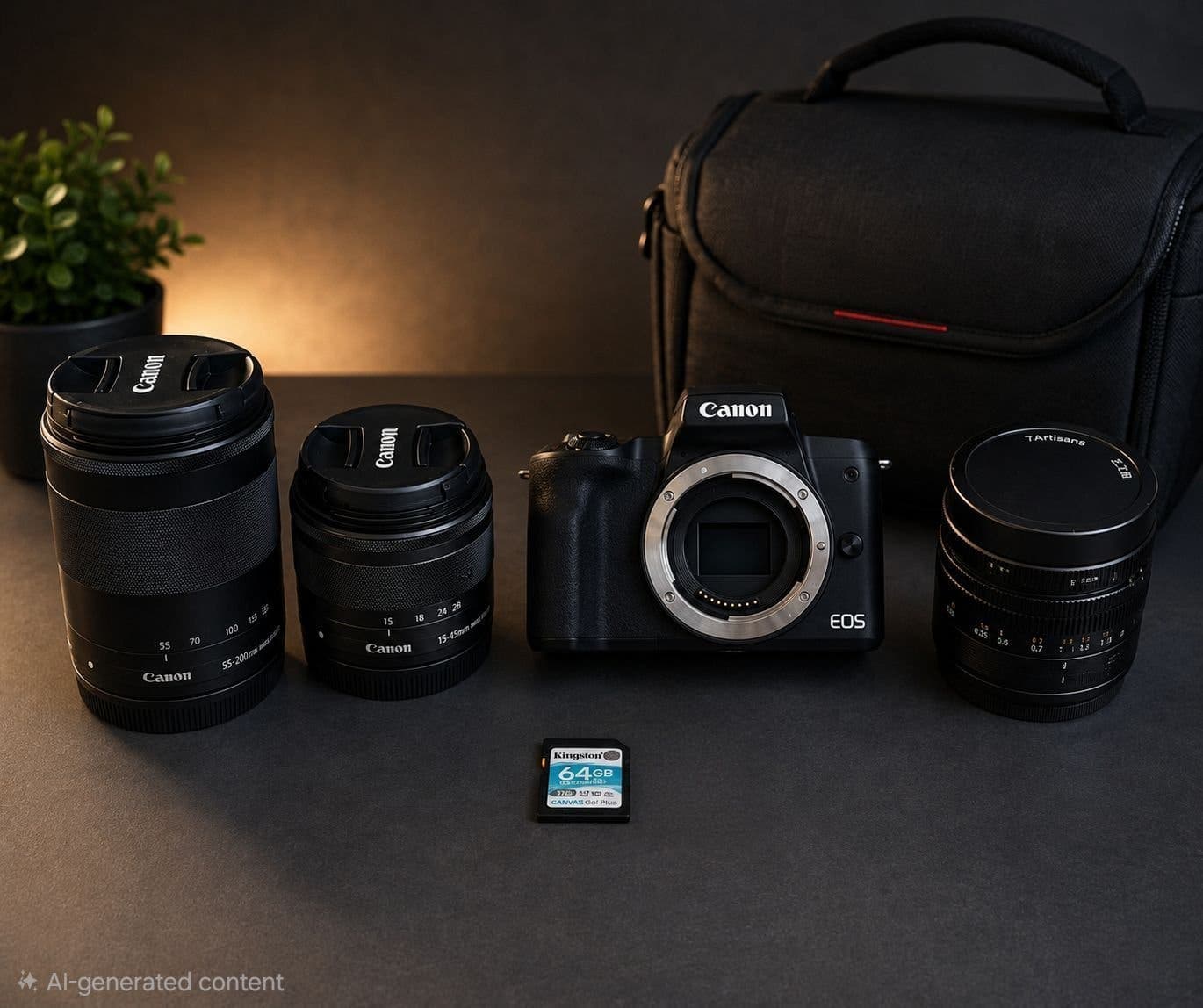 Canon EOS M50 Mark II – Komplett kamerapaket | 3 objektiv + väska + SD-kort