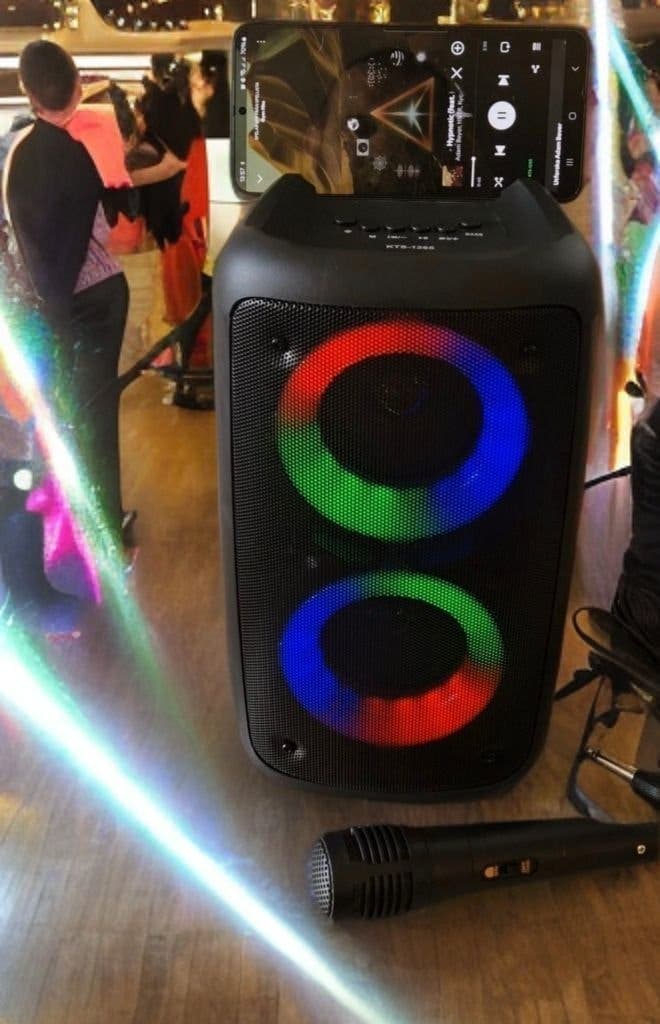 HY-3317 Bärbar Karaokemaskin med LED & Mikrofoner – Perfekt för Fester