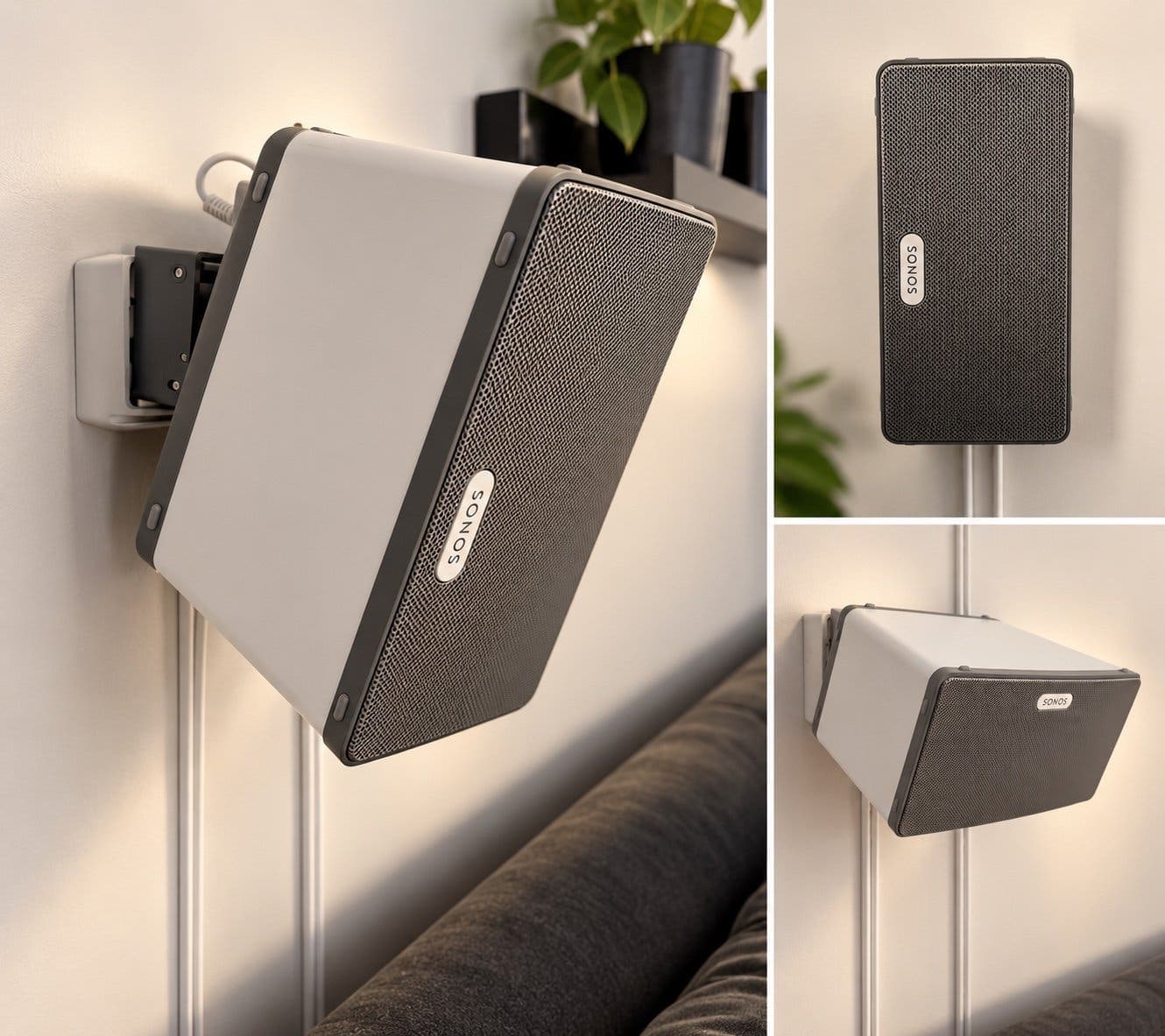 2 st Sonos PLAY:3 + väggfästen – vita – fullt fungerande