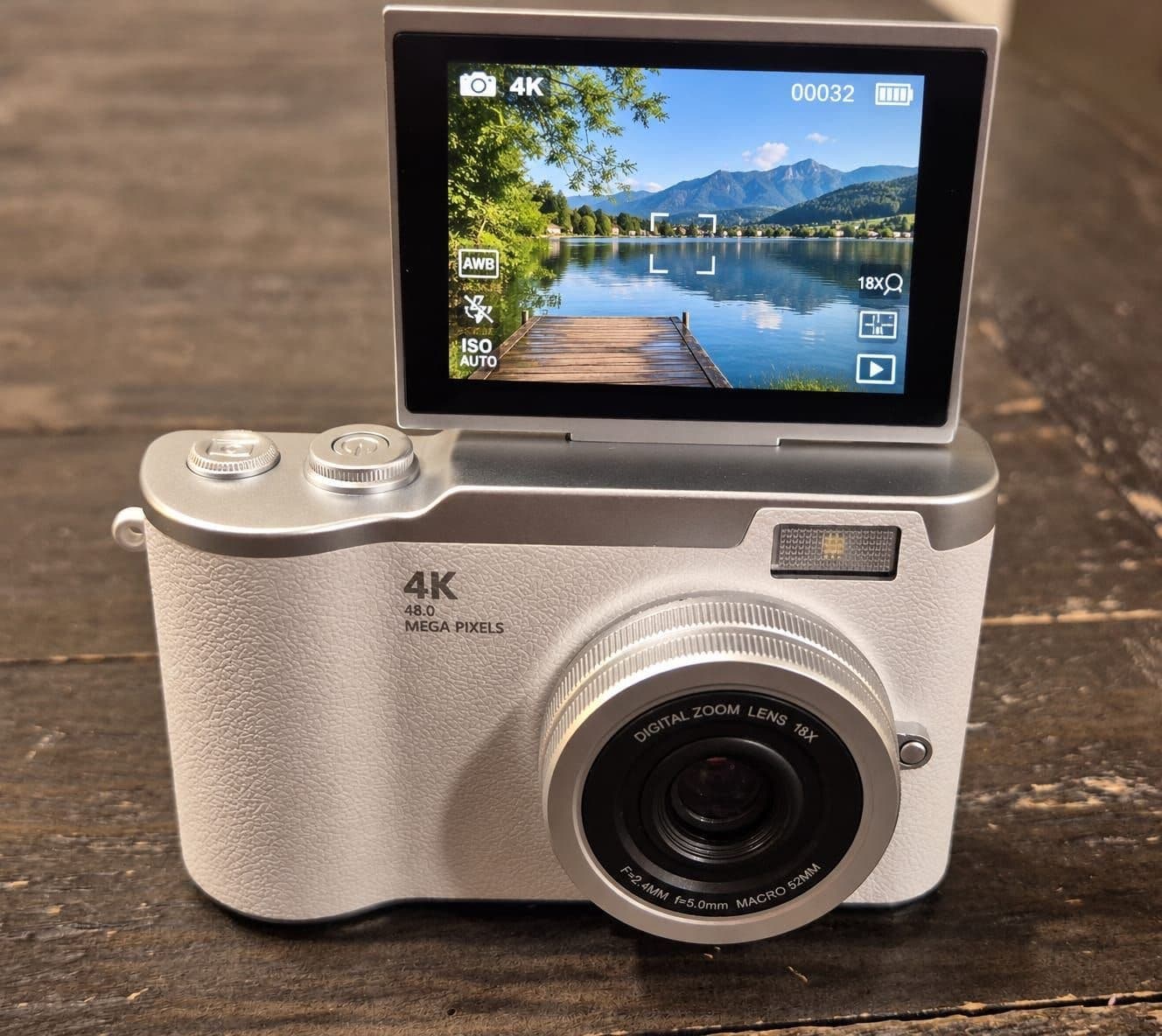 4K digitalkamera med flipskärm – perfekt för foto & vlogg