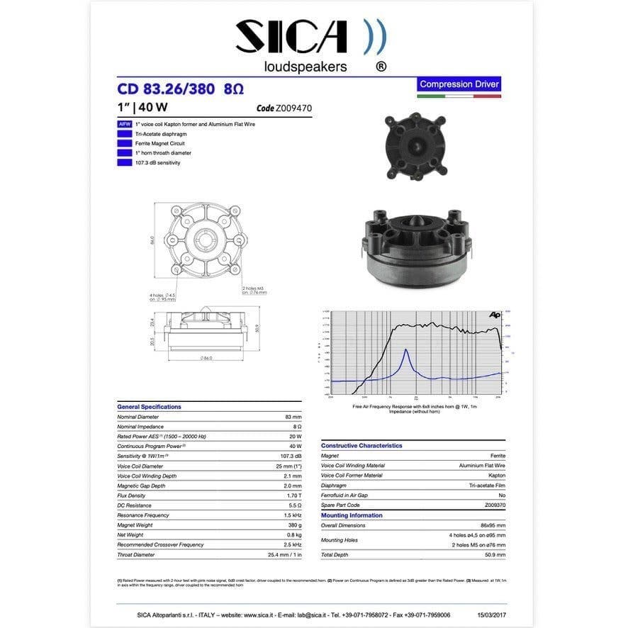 SICA CD 83.26/380 8O Kompressionsdriver med Q07015A Horn