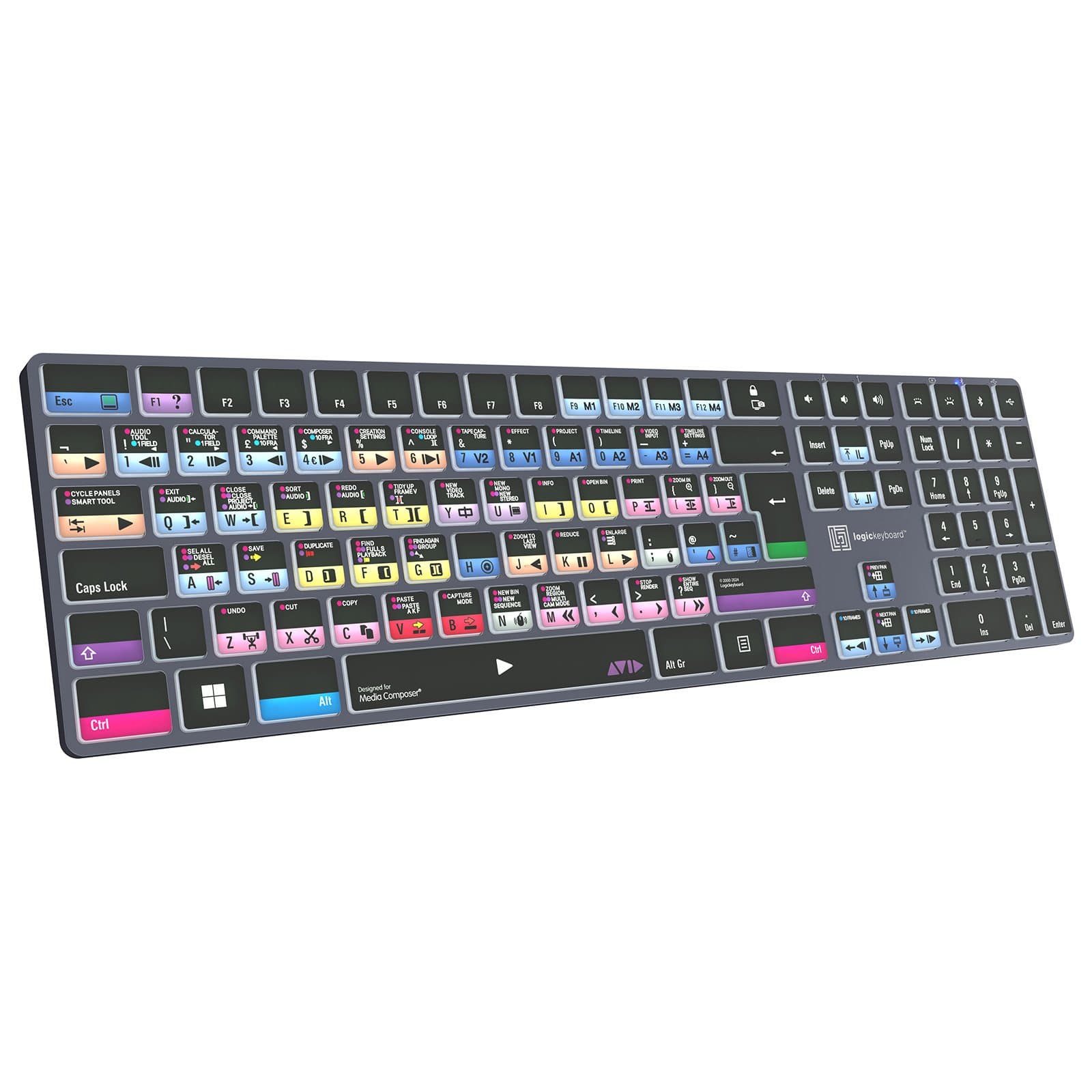 Logickeyboard Avid Media Composer Pro layout TITAN Wireless Backlit Windows Keyboard