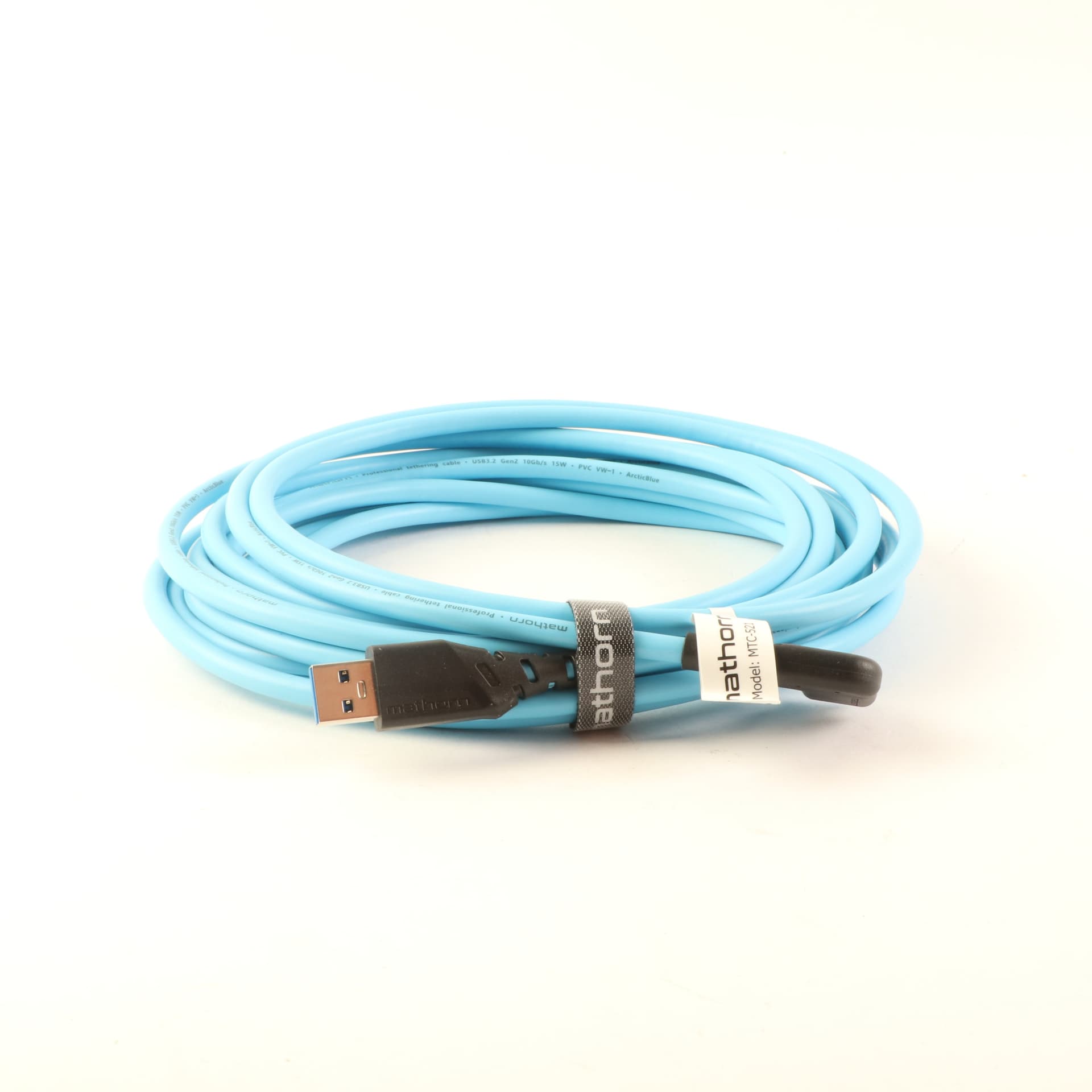 USED Mathorn MTC-521 USB A - Micro B 90 5m Tethering Cable - ArcticBlue