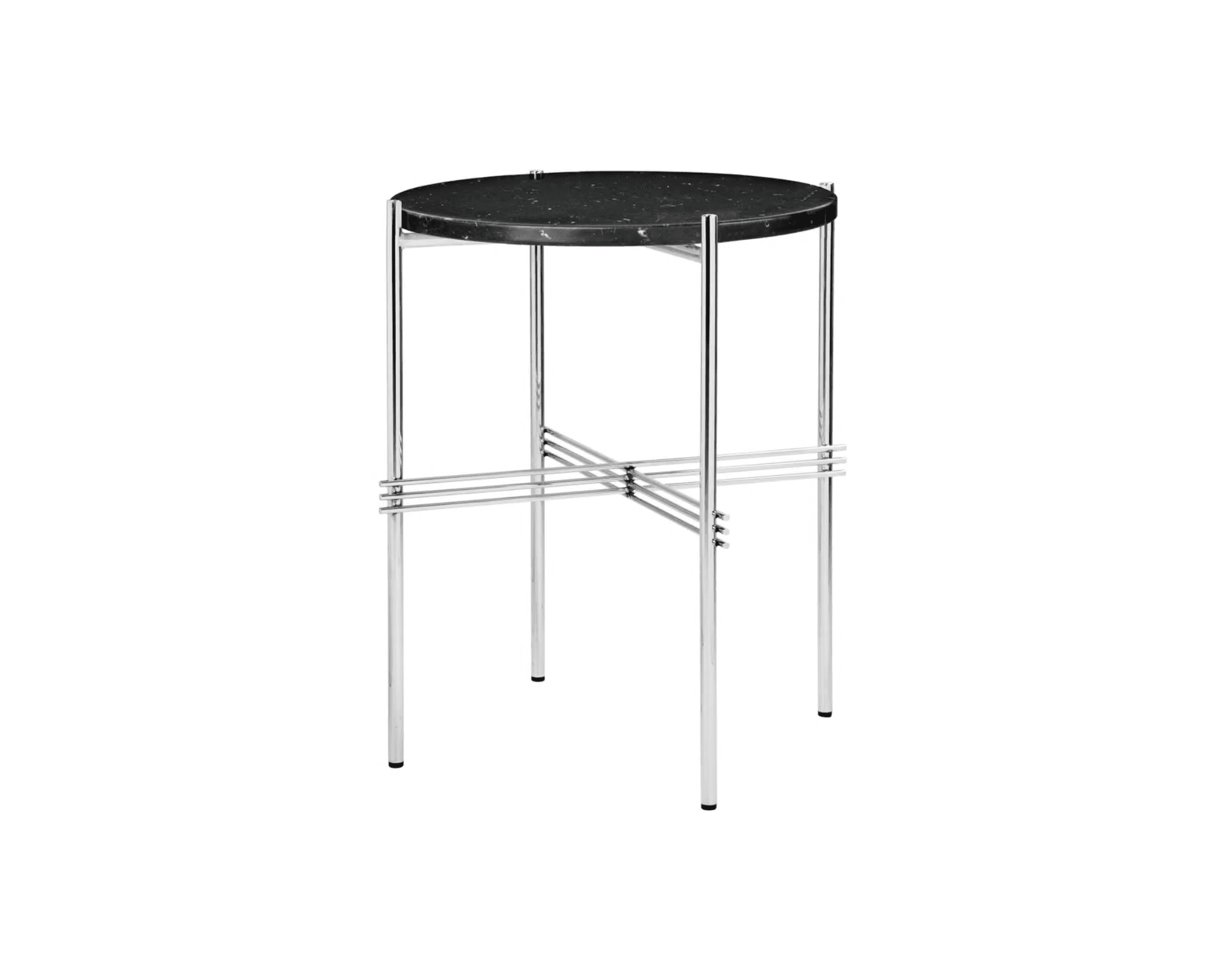 Gubi TS sidobord ø 40 cm stål / svart Marquina marmor