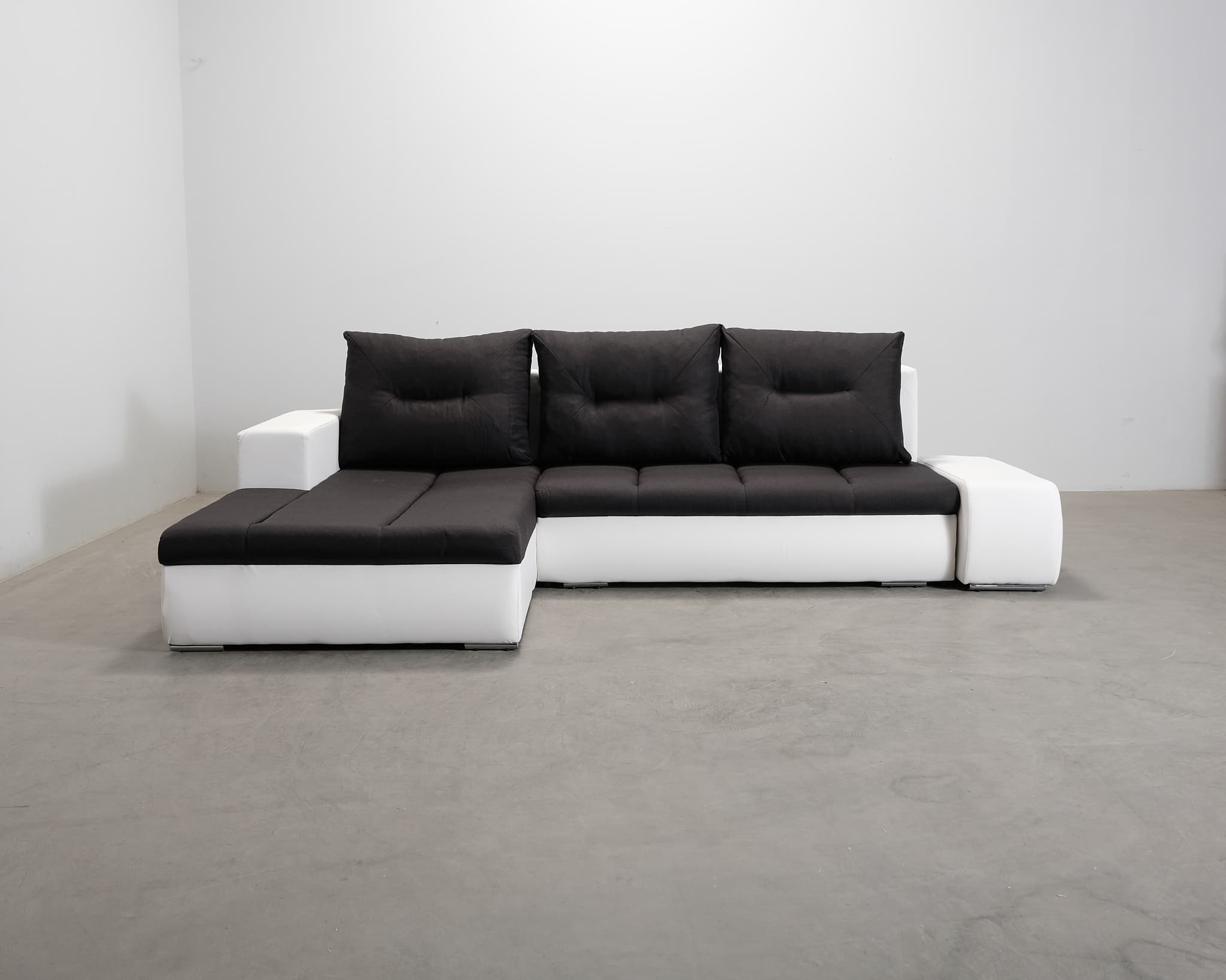 Rodeche 3-sits bäddsoffa med divan svart / vit