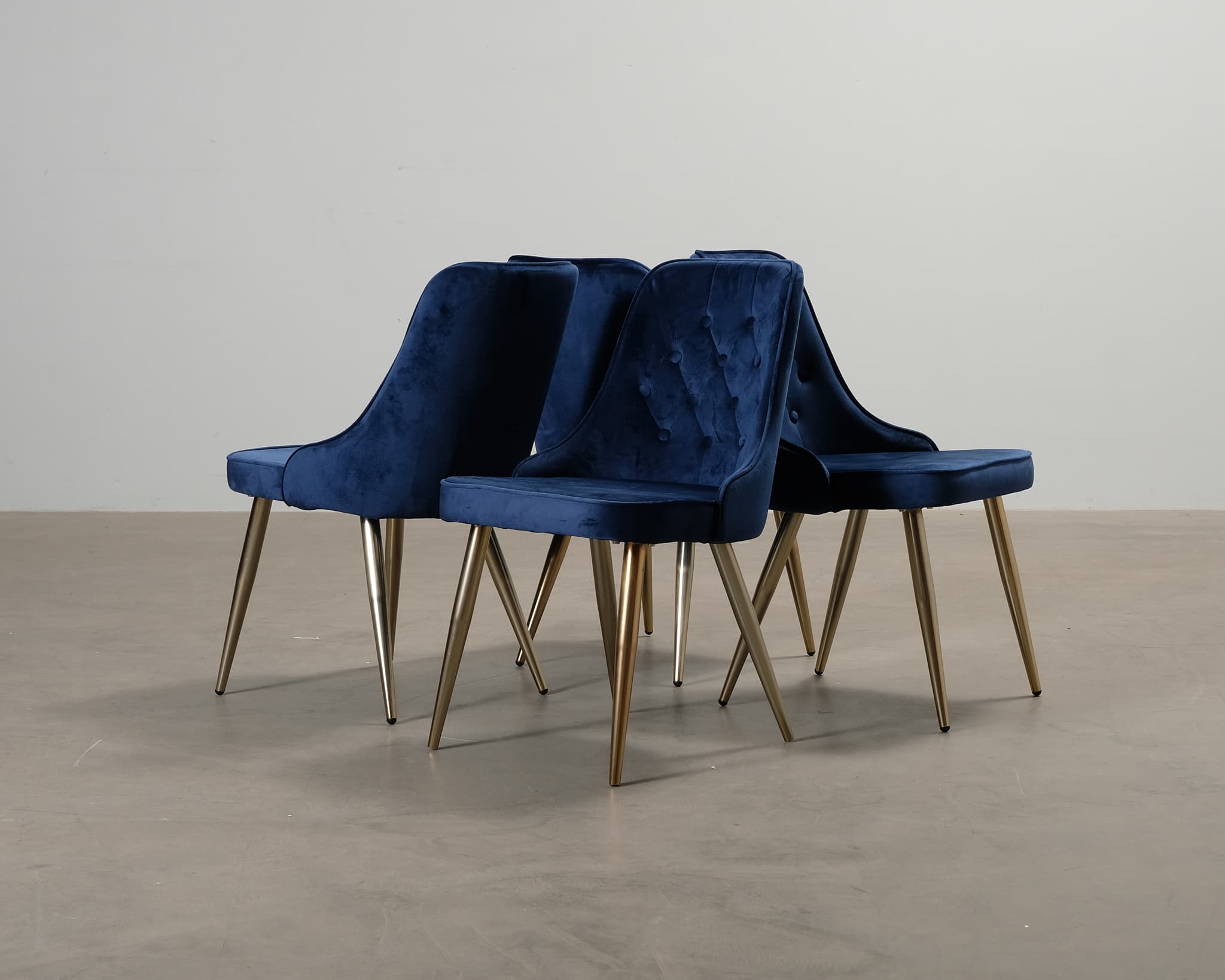 Velvet Deluxe matstol blå / guld, set om 2