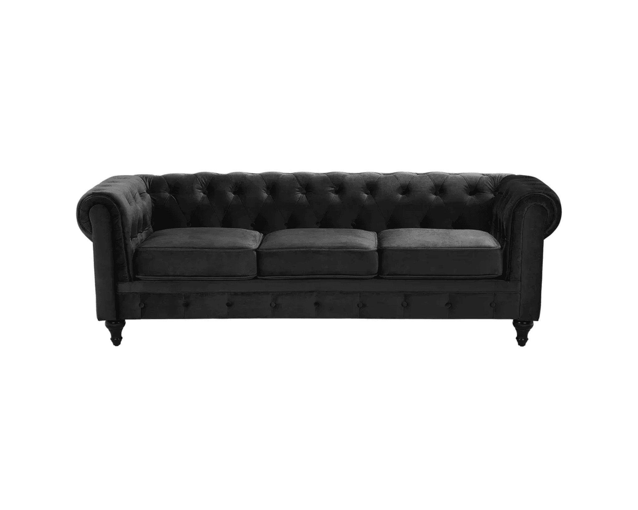 Chesterfield 3-sits soffa svart