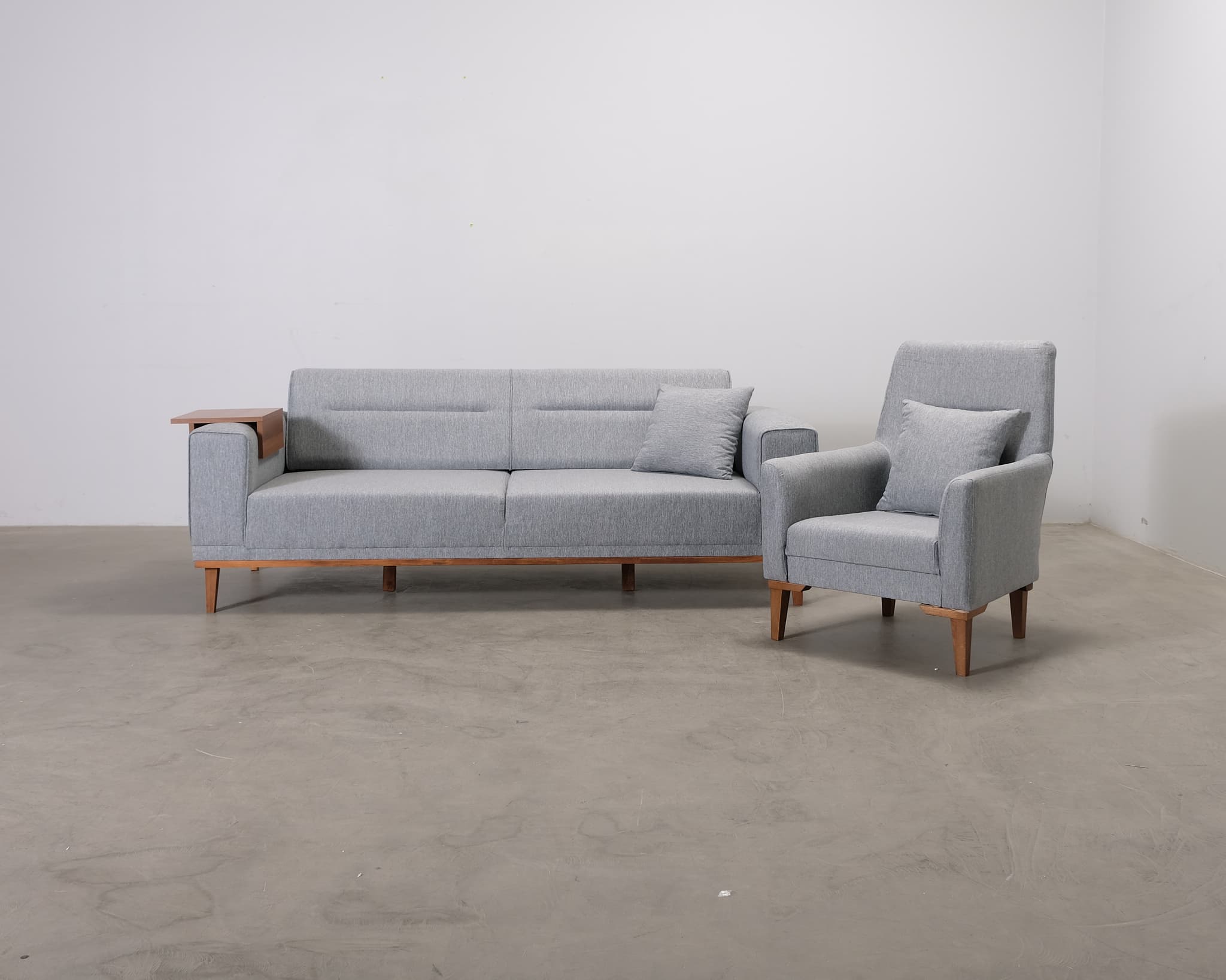Wyong soffgrupp, 3-sits soffa + fåtölj grå