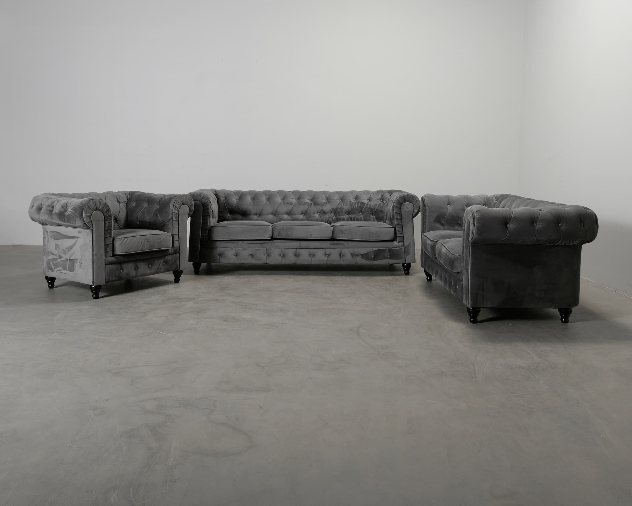 Chesterfield Lyx soffgrupp grå