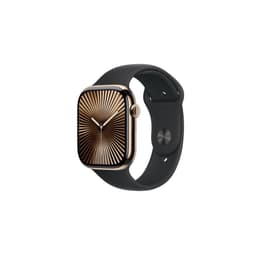 Apple Watch Series 10 (2024) GPS + Cellular 46 mm - Titan Gold - Sportarmband Schwarz