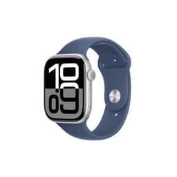 Apple Watch Series 10 (2024) GPS + Cellular 46 mm - Aluminium Silber - Sportarmband Blau