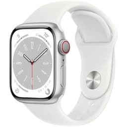Apple Watch Series 8 (2022) GPS + Cellular 41 mm - Aluminium Silber - Sportarmband Weiß