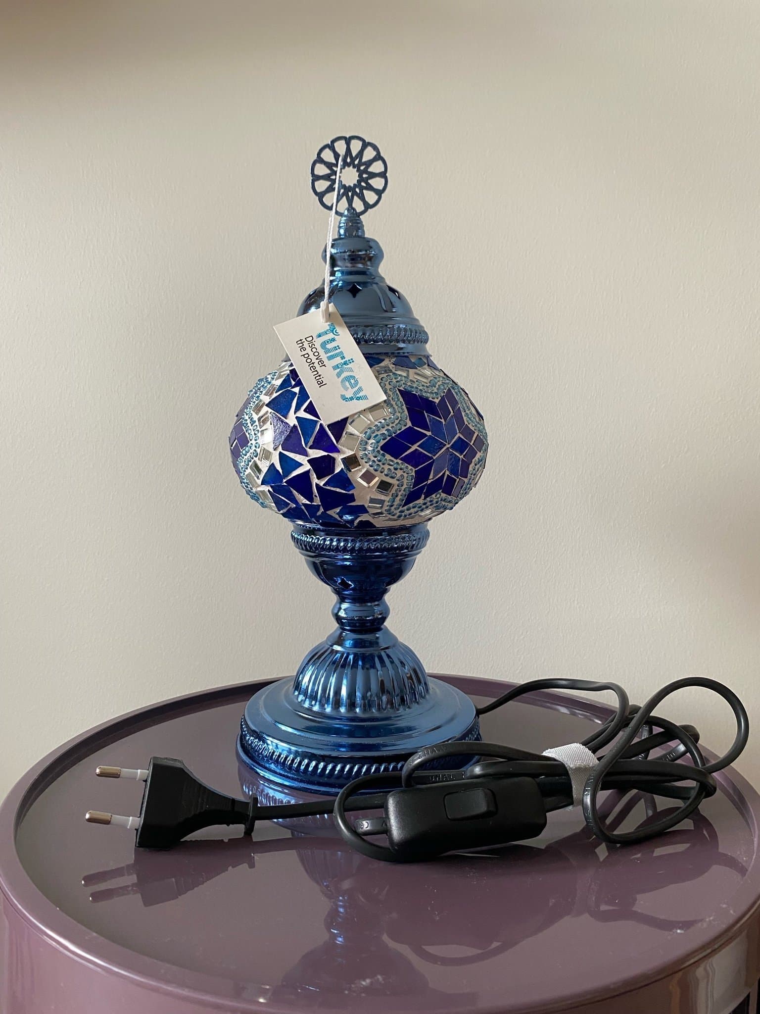 Turkisk mosaik lampa utan glödlampa