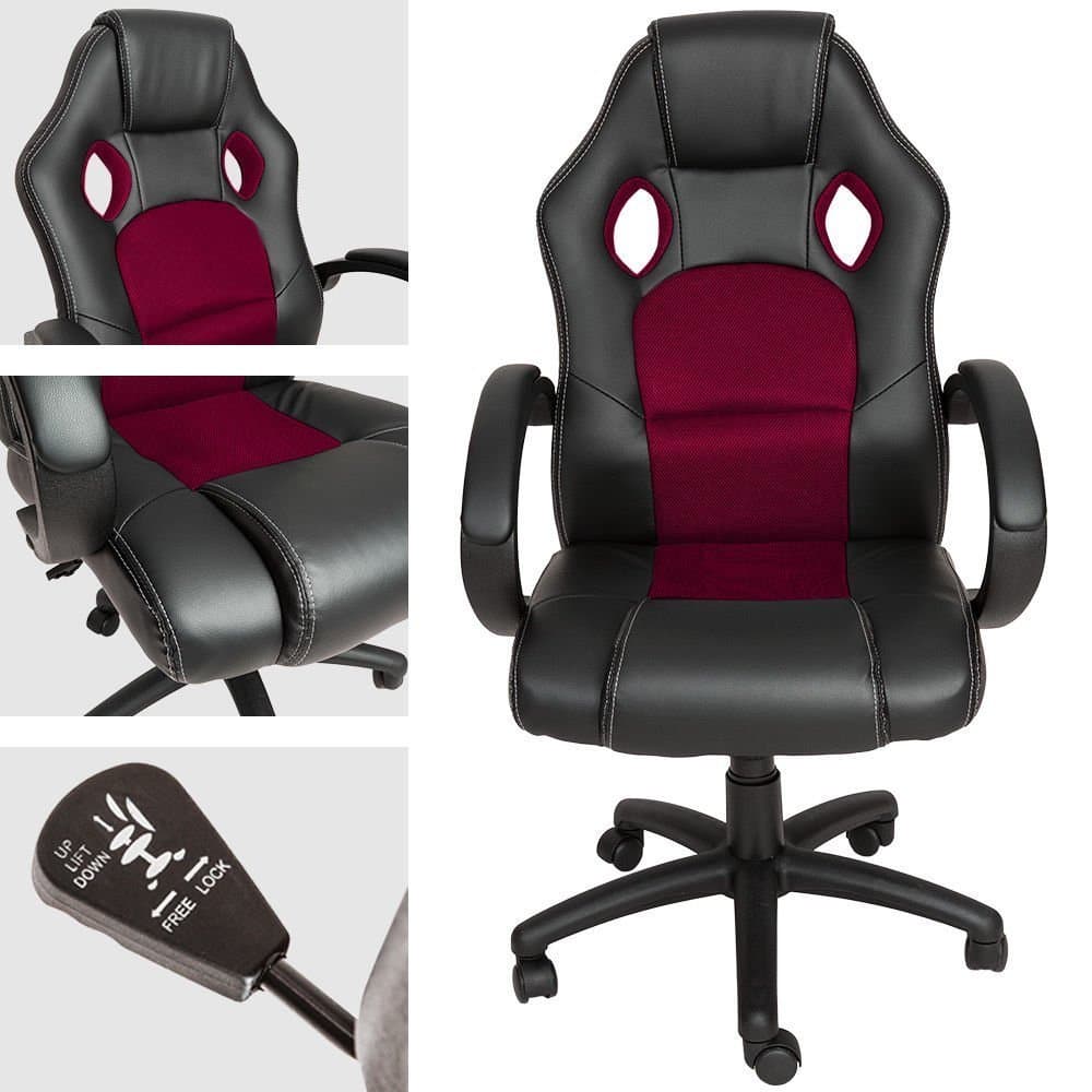 Gaming Racing Kontorsstol datorstol chefstol Svart/Vinröd