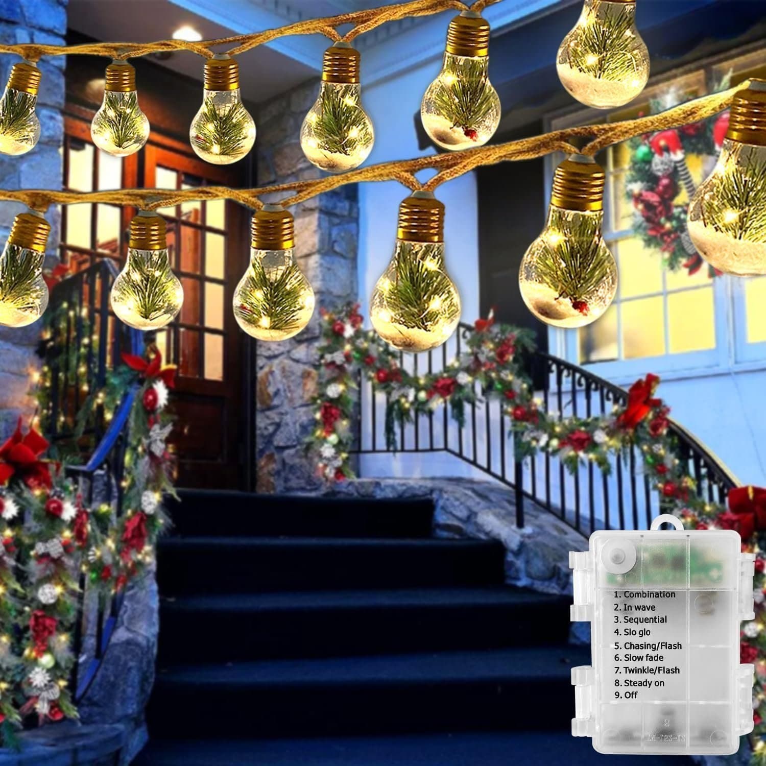 NY 2025 LED Julbelysning • 3,7 m • 12 LED-julgranskulor • IP44 vattentät • SV