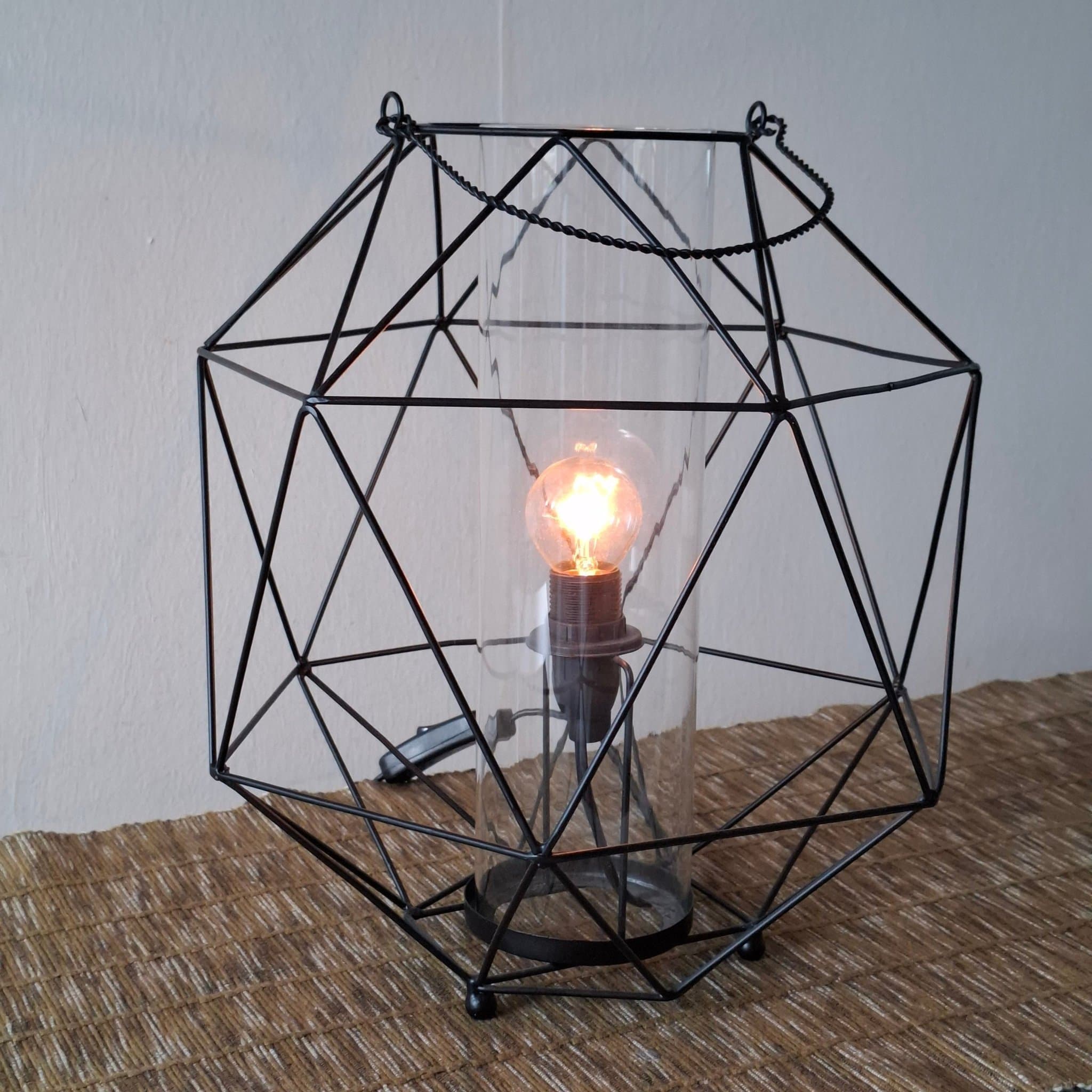 MARKSLÖJD INDUSTRISTIL BORDS/GOLVLAMPA METALLRAM GLAS LAMPA BELYSNING INREDNING