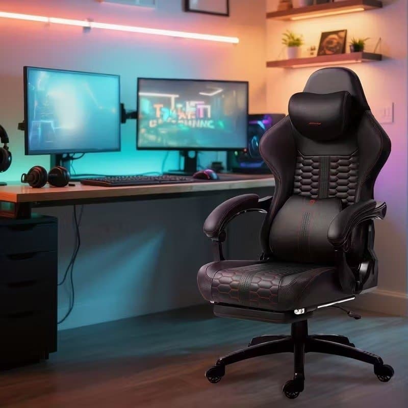 Ergonomisk Gamingstol med fotstöd – lyxig komfort & hög kvalitet