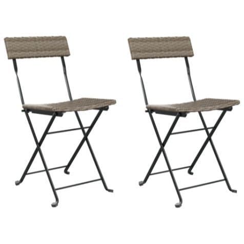 Nya Hopfällbara caféstolar 2 st grå konstrotting och stål