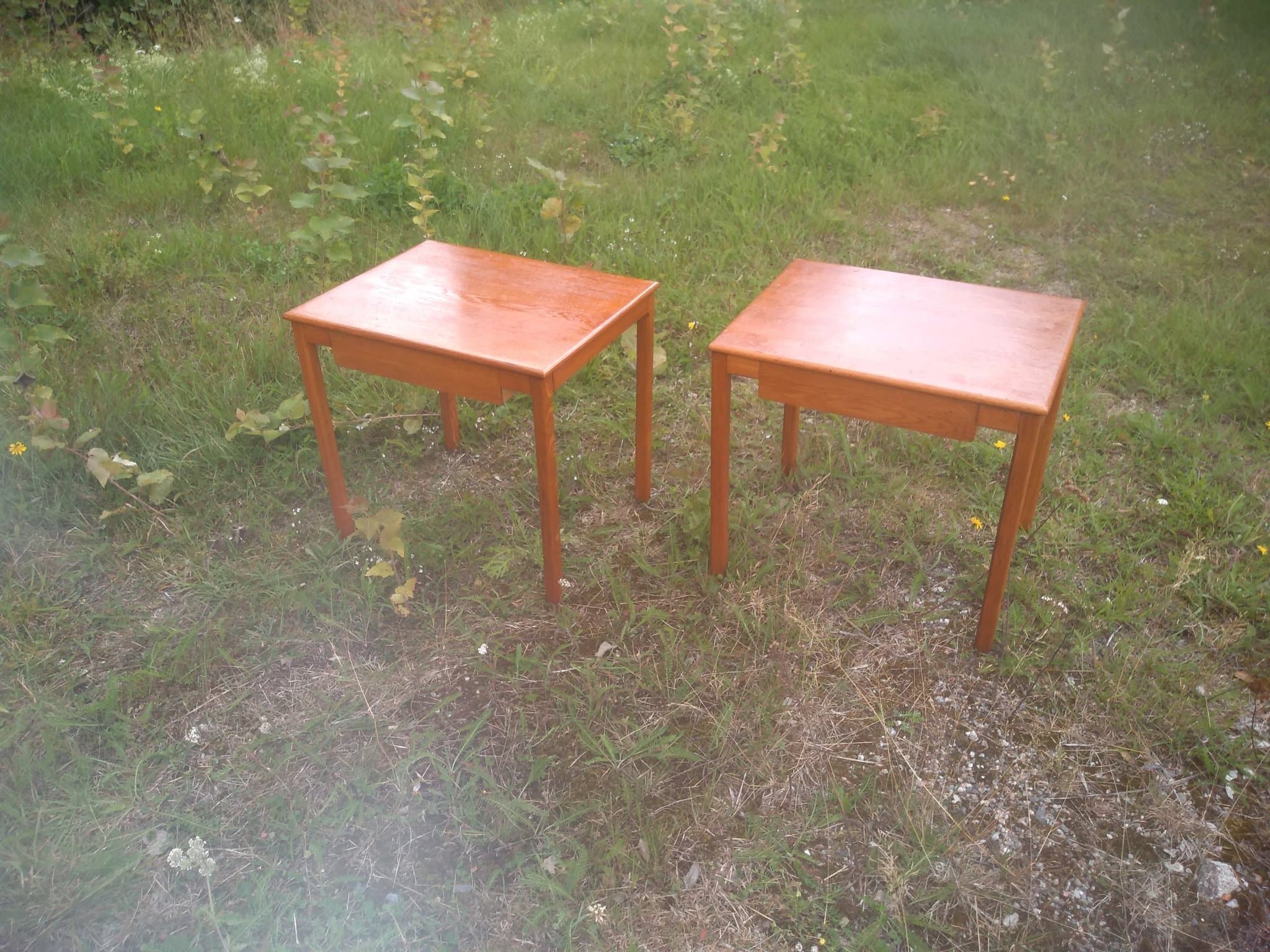 Sängbord / nattduksbord par i teak och ek 1960 tal