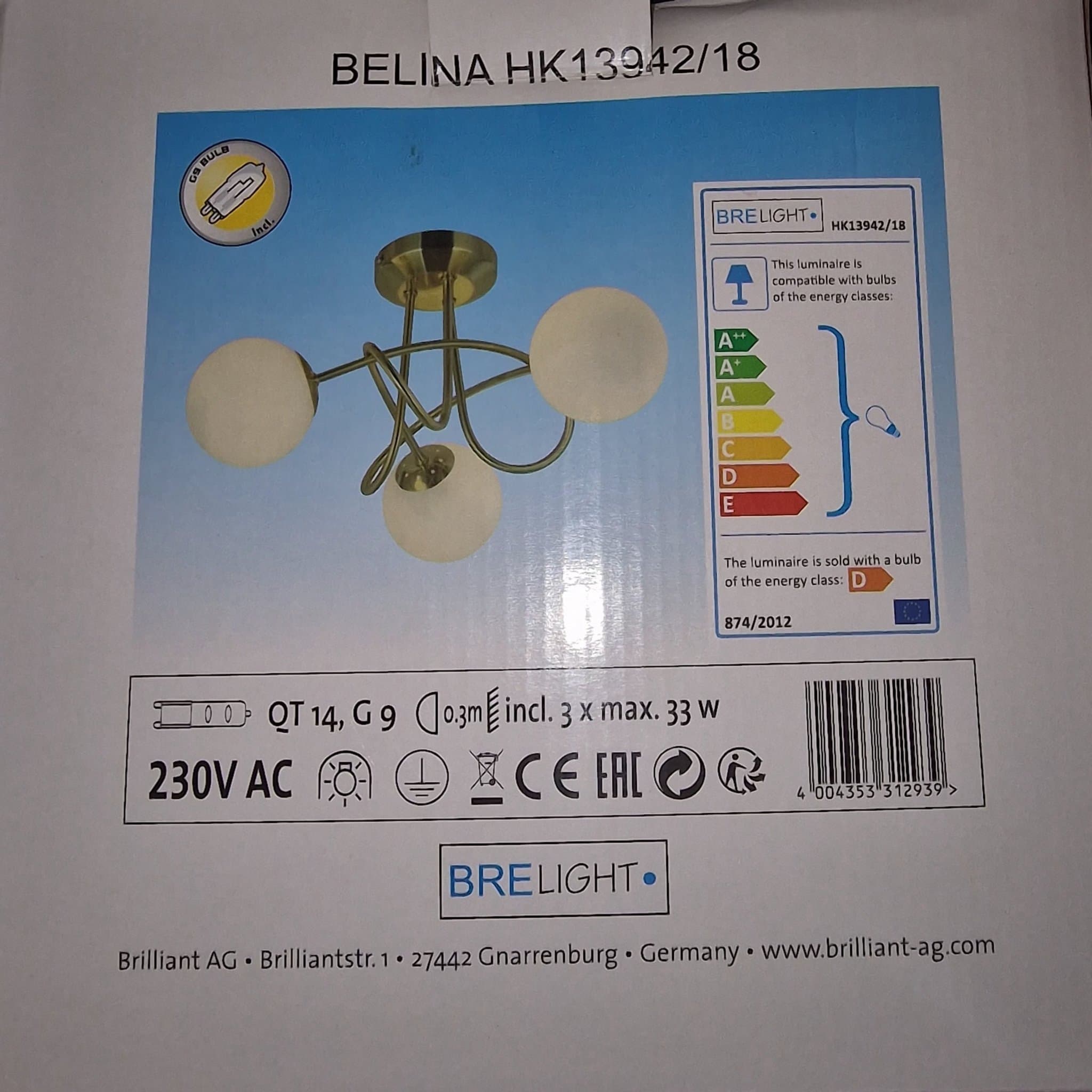 Fantastisk guld plated Taklampa Belina HK13942/18~ Diameter ca 42 cm