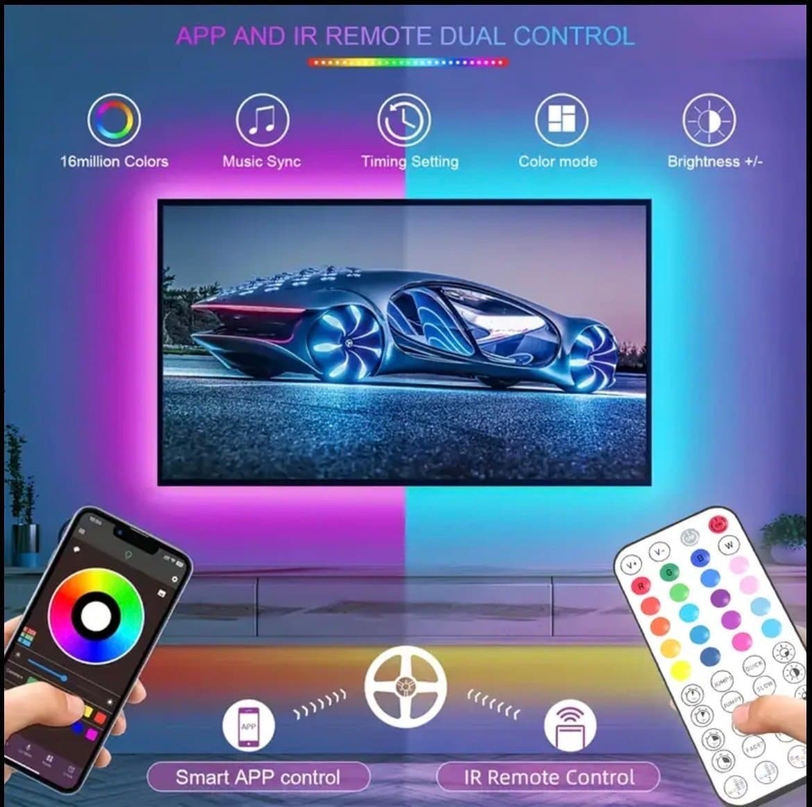 20m RGB LED-slinga – App & fjärr