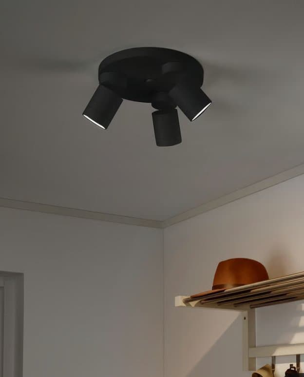 IKEA Nymåne Spotlight 3x8,5W – Svart, Ø 23 cm