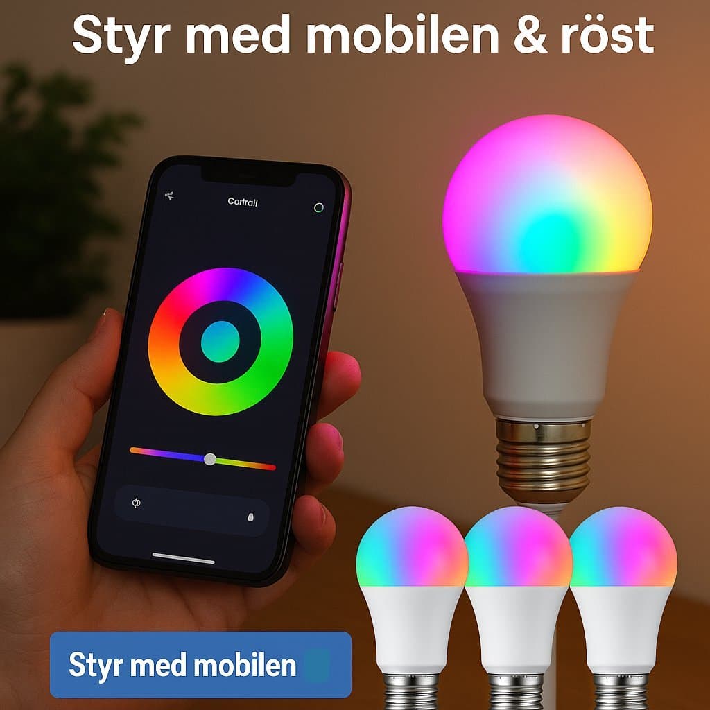 4-pack Smarta WiFi-lampor – Styr med mobilen & röst | E27 LED