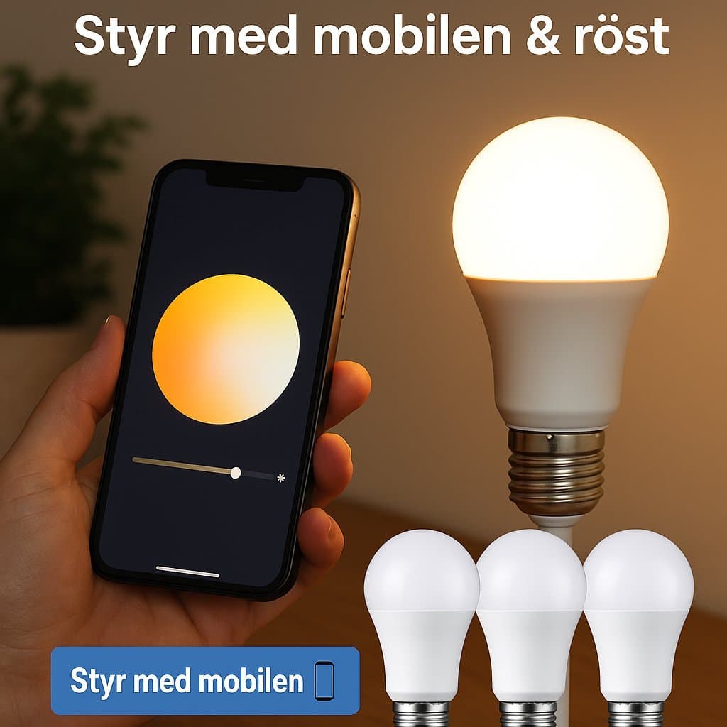 4-pack Smarta WiFi-lampor – Styr med mobilen & röst | E27 LED