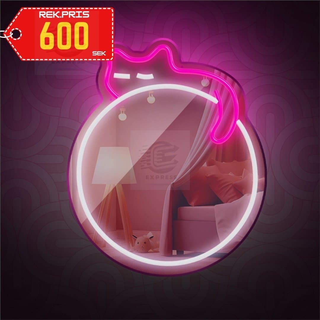 NY Dekorativ LED-Spegel Cat Glow • 40×32 cm • Dimmer • USB 2 meter