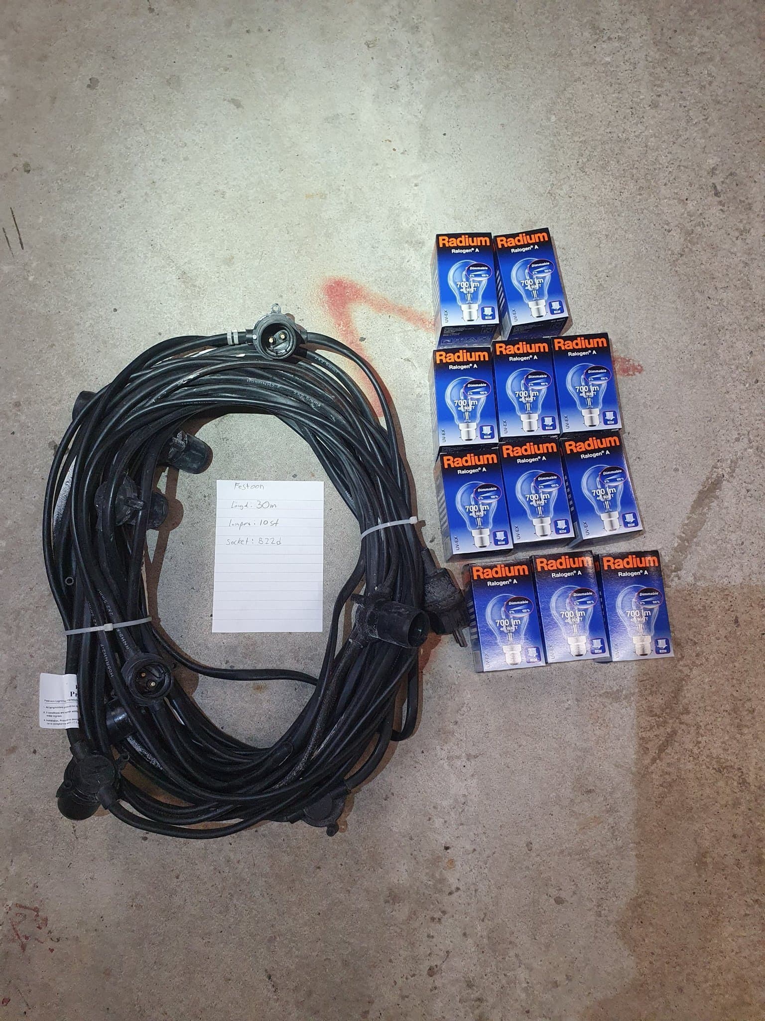 Festoon Ljusslinga 30m med 10 Lampor